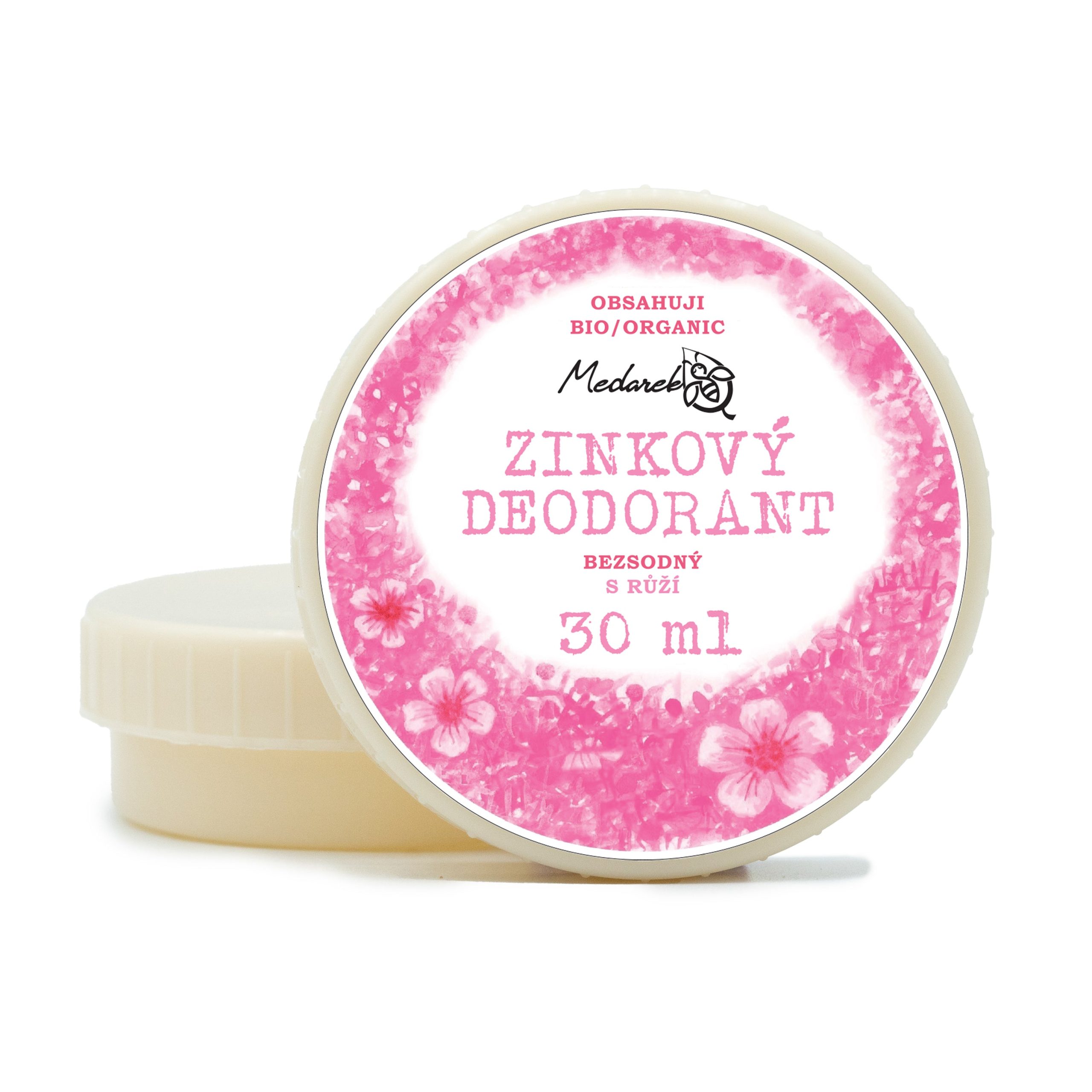 Medarek Krémový deodorant zinkový bez sody - Růže (30 ml) - vhodné i pro děti od 6 let Medarek