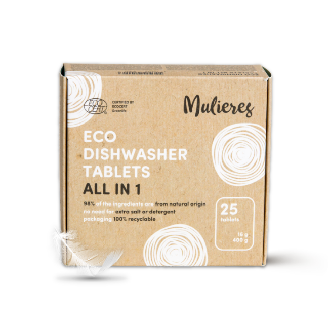 Mulieres Tablety do myčky - vše v jednom - 25 tablet - s certifikací ecocert ecodetergent Mulieres