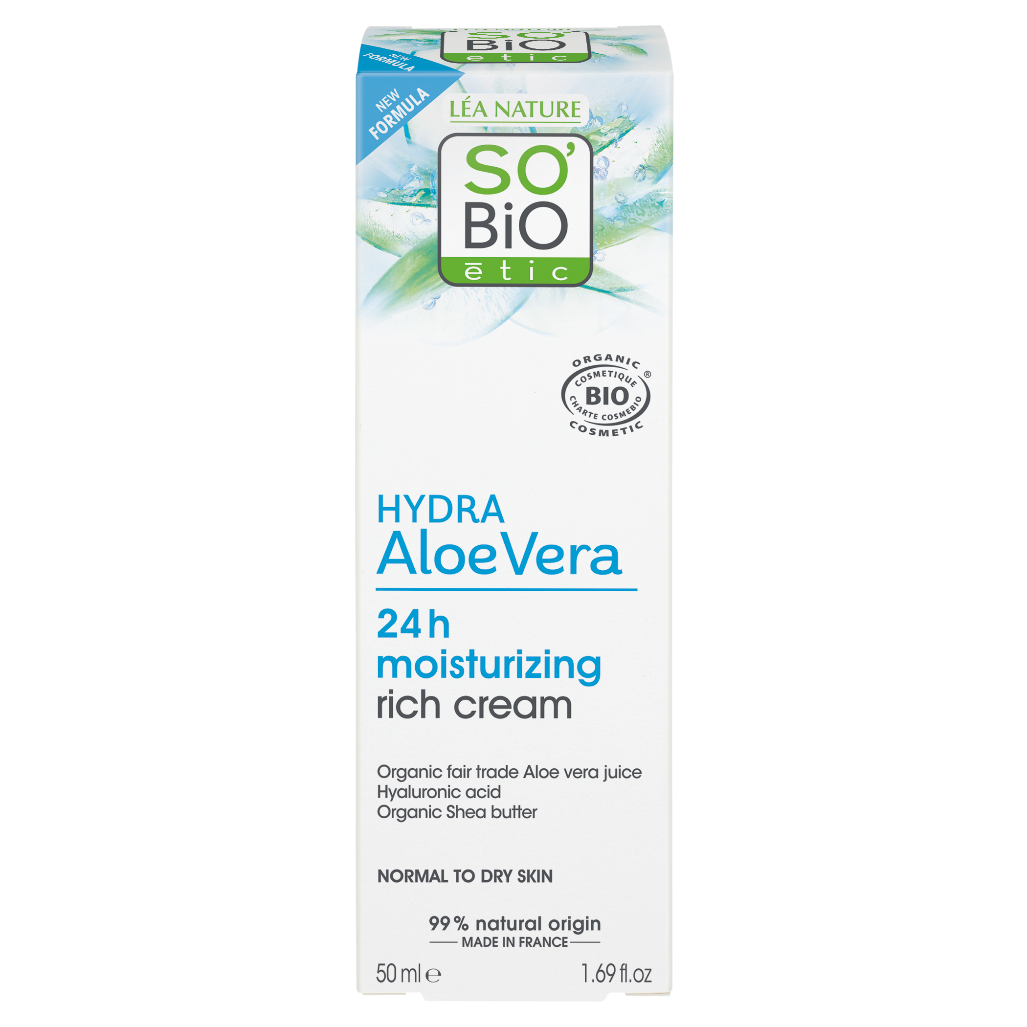 SO’BiO étic Krém bohatě hydratující denní s Aloe vera BIO (50 ml) - s kyselinou hyaluronovou SO’BiO étic
