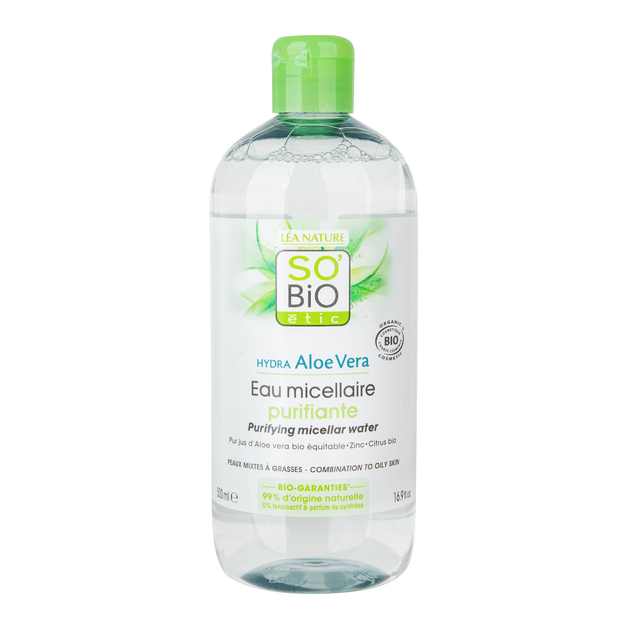 Voda micelární Aloe Vera čisticí — zinek a citrusy 500 ml BIO   SO’BiO étic SO’BiO étic