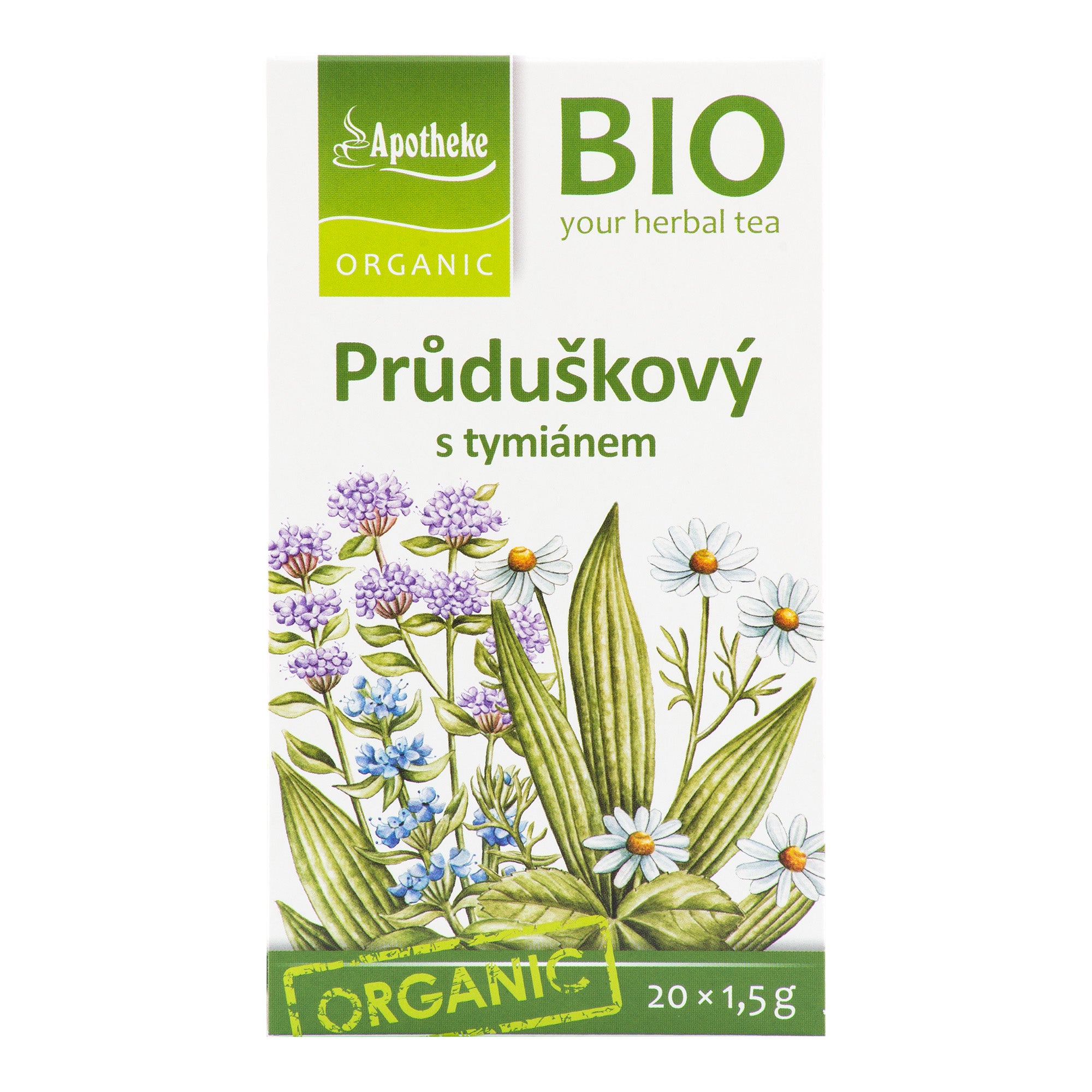 Apotheke Bylinný čaj Průduškový s tymiánem BIO - nálev. sáčky (20 x 1