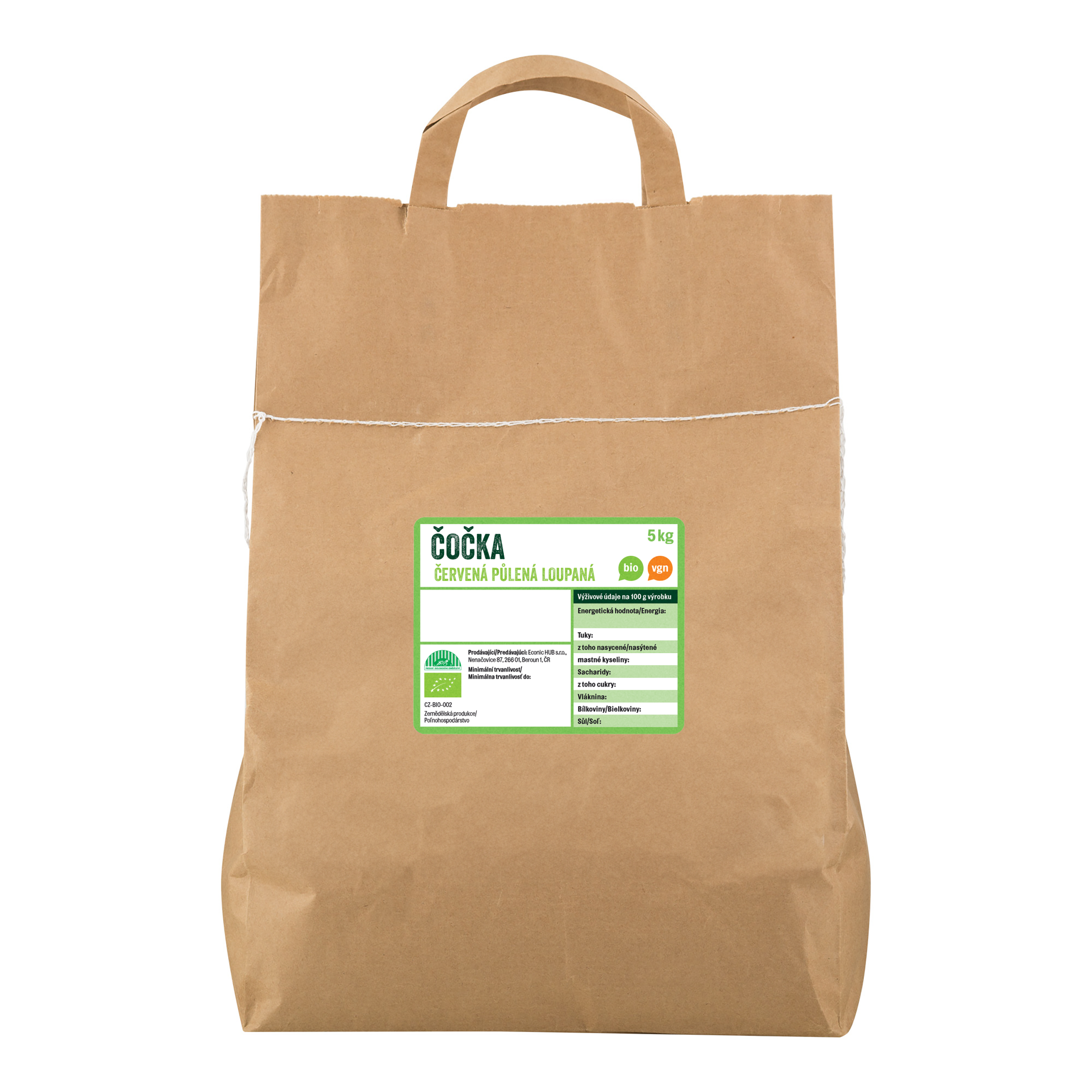 Čočka červená půlená loupaná 5 kg BIO   COUNTRY LIFE Country Life