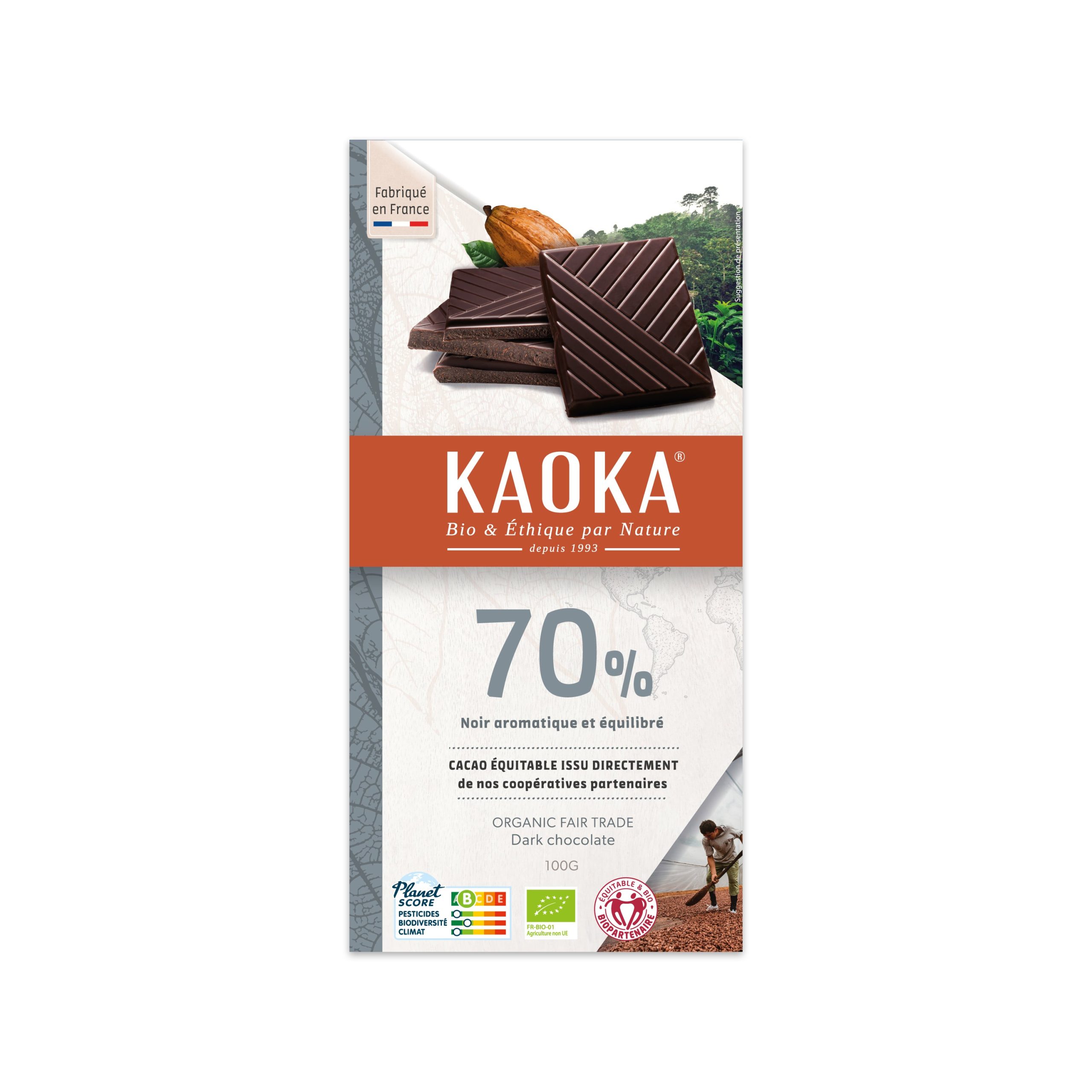 Čokoláda hořká 70 % 100 g BIO   KAOKA Kaoka
