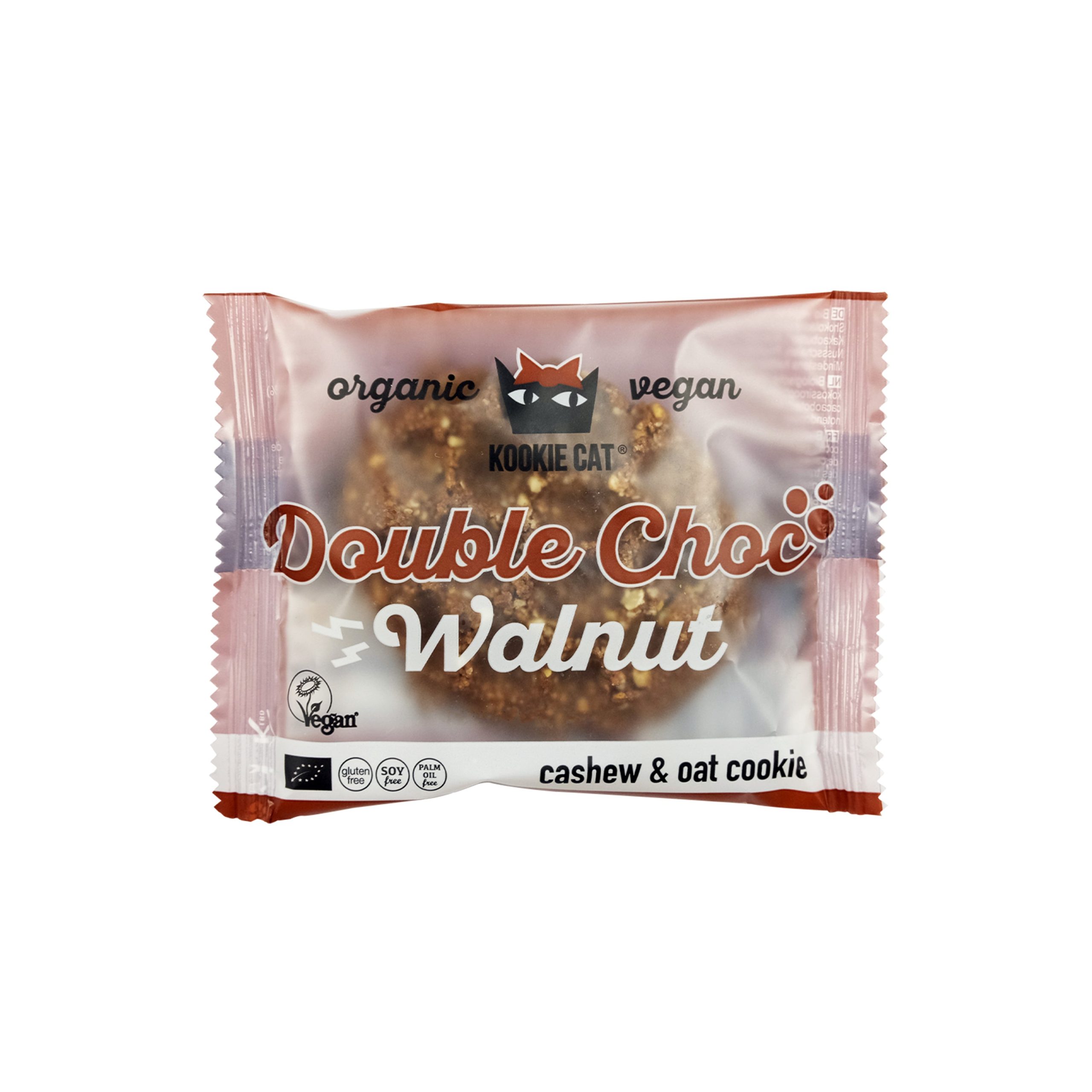Cookie kakaové s kousky čokolády a vlašskými ořechy veganské bezlepkové 50 g BIO   KOOKIE CAT Kookie cat