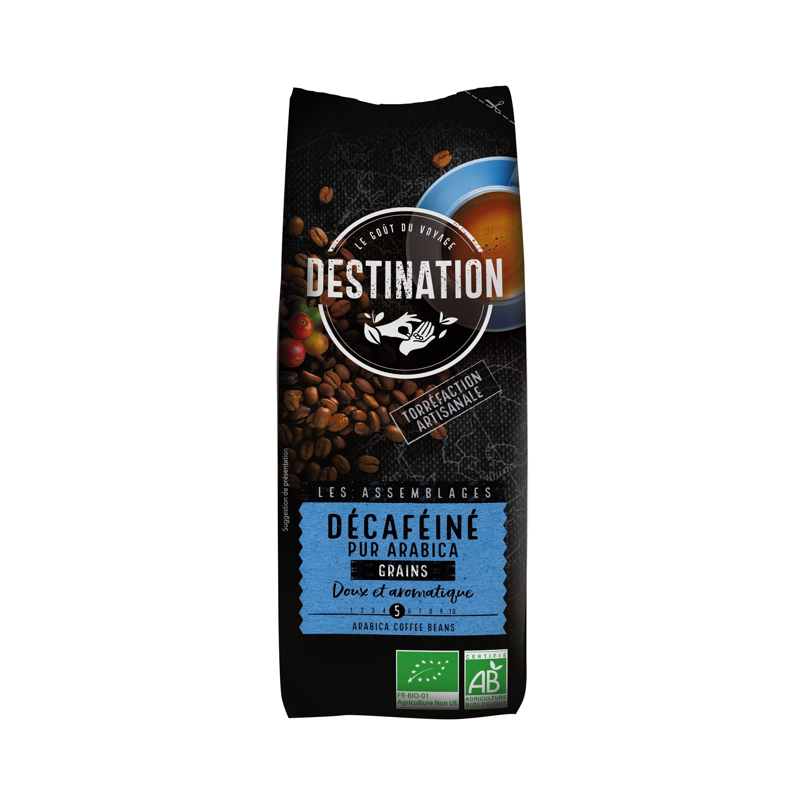 Káva zrnková  bez kofeinu 100 % Arabika 250 g BIO   DESTINATION Destination