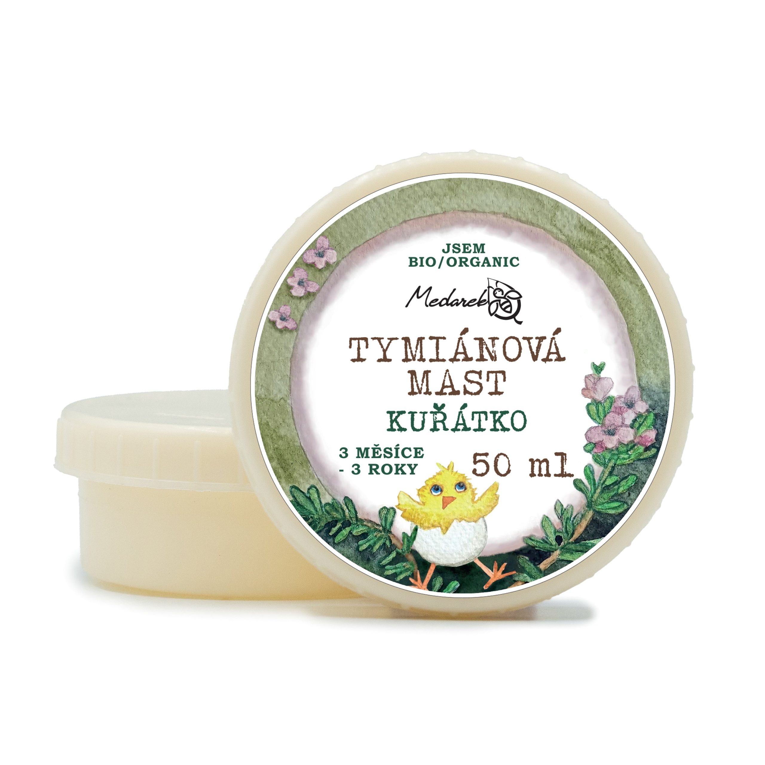 Medarek Tymiánová mast pro děti od 3 měsíců do 3 let - Kuřátko (50 ml) - voňavý pomocník při nachlazení Medarek