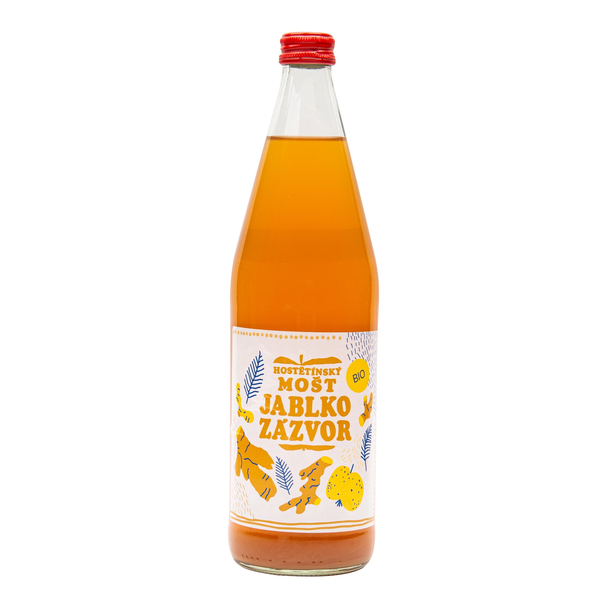 Mošt jablečný se zázvorem 750 ml BIO   MOŠTÁRNA HOSTĚTÍN Moštárna Hostětín