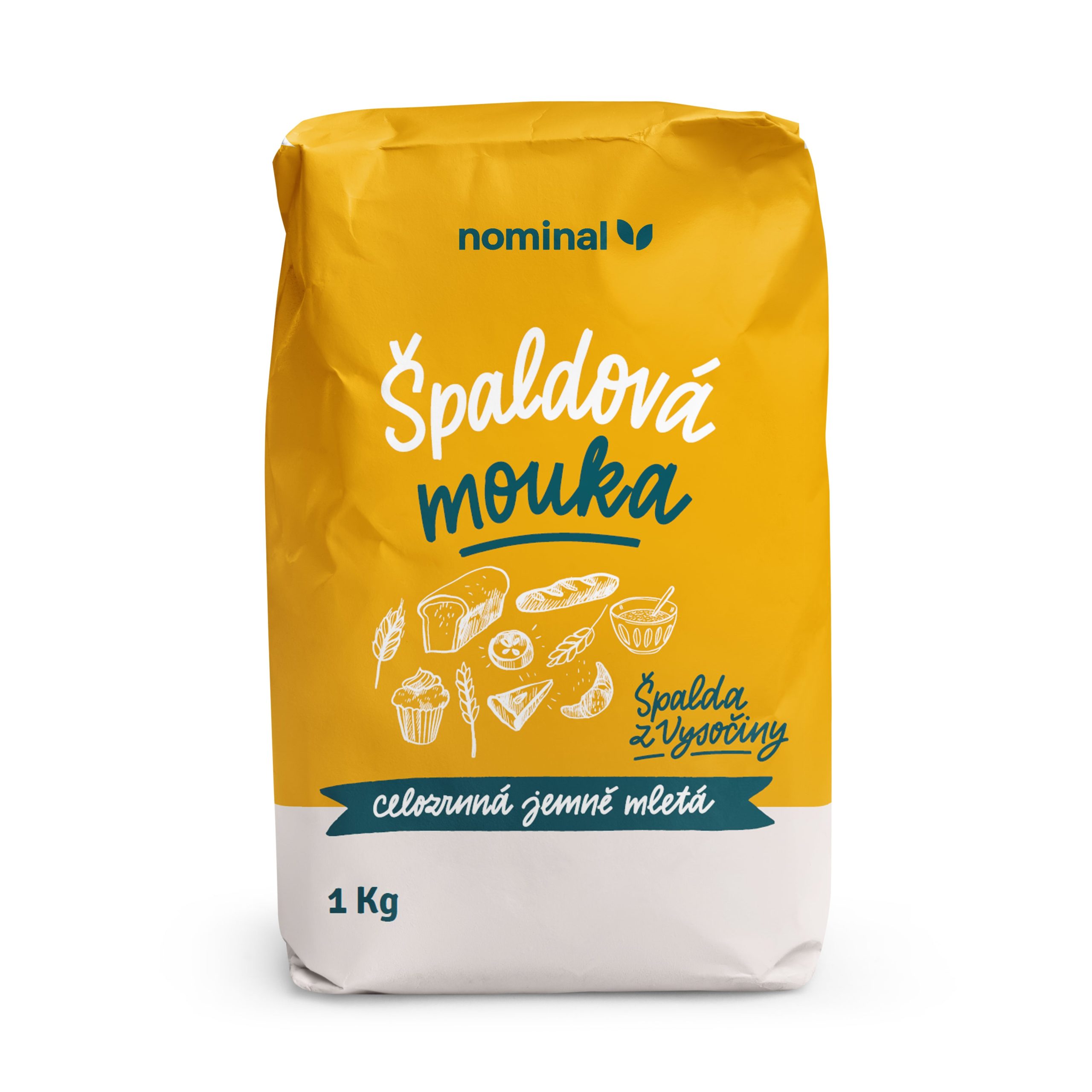 Mouka špaldová celozrnná jemně mletá 1 kg   NOMINAL Nominal