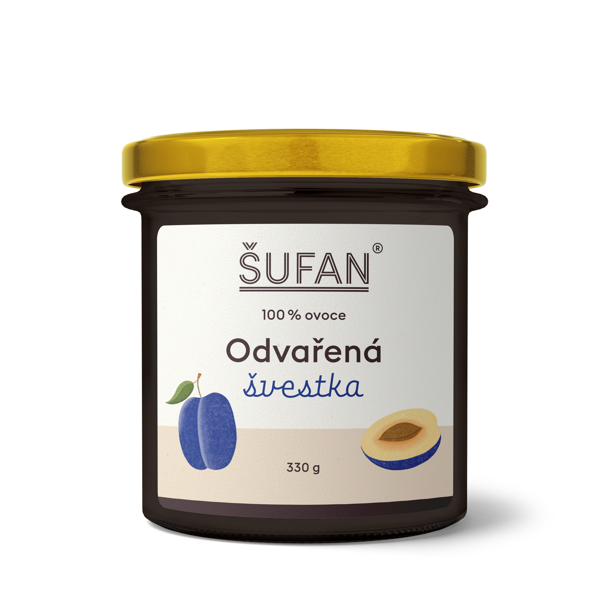 Šufan Švestková povidla bez přidaného cukru Odvařená švestka (330 g) - ze zralých švestek z hané Šufan