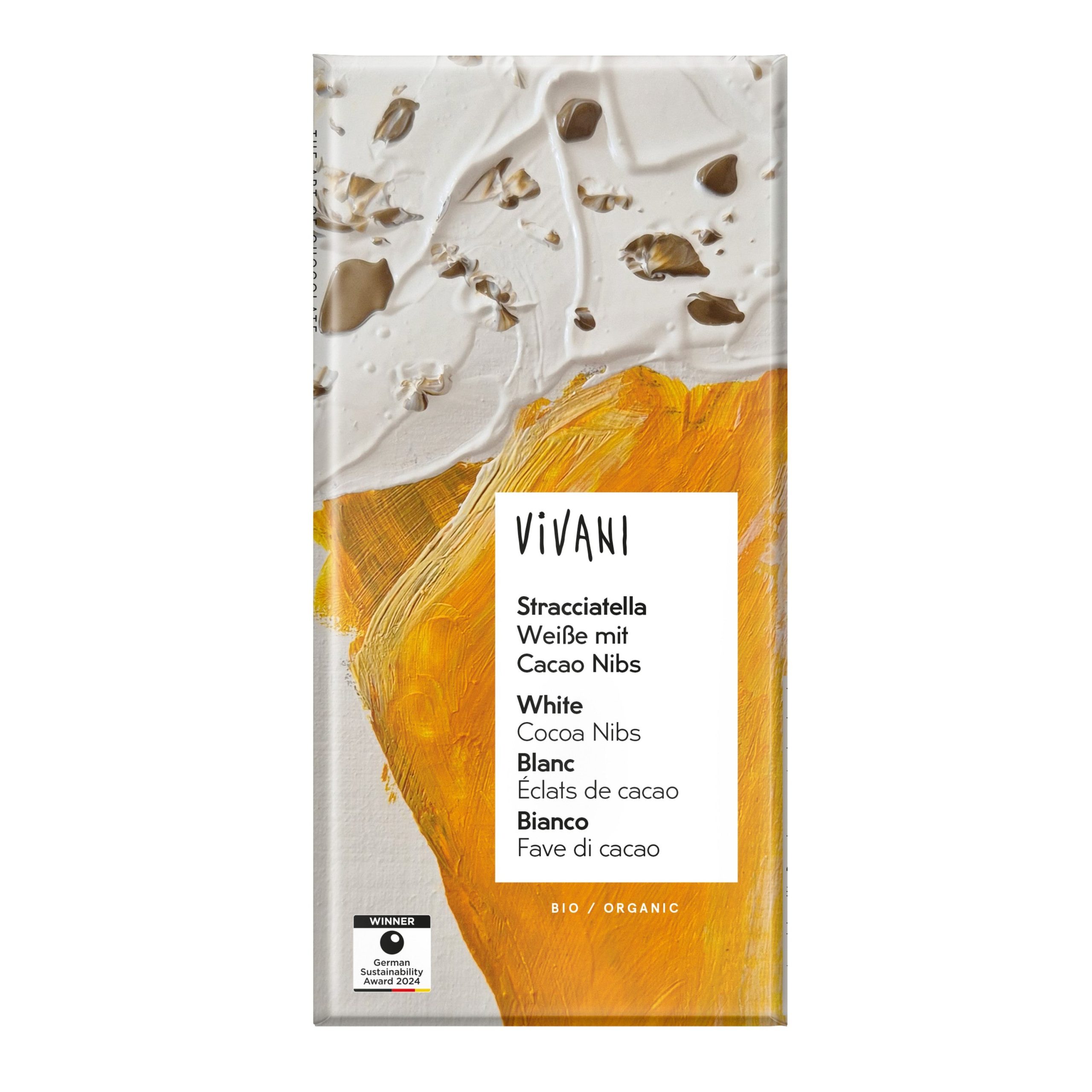 Vivani Čokoláda bílá s kakaovými boby Stracciatella BIO (80 g) Vivani