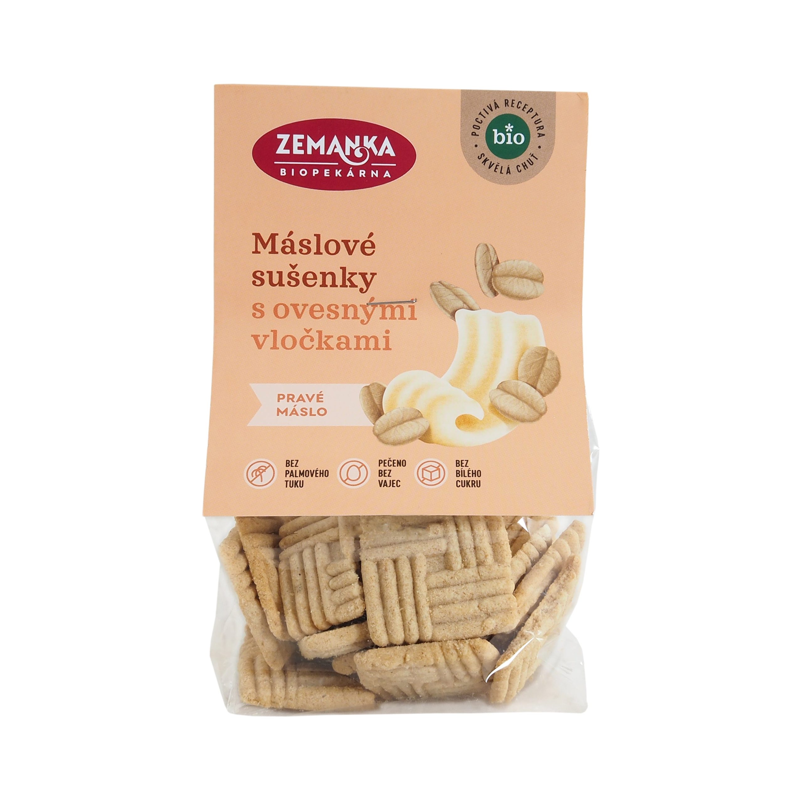 Zemanka Máslové sušenky s ovesnými vločkami BIO (100 g) - mlsání bez palmové tuku Biopekárna Zemanka