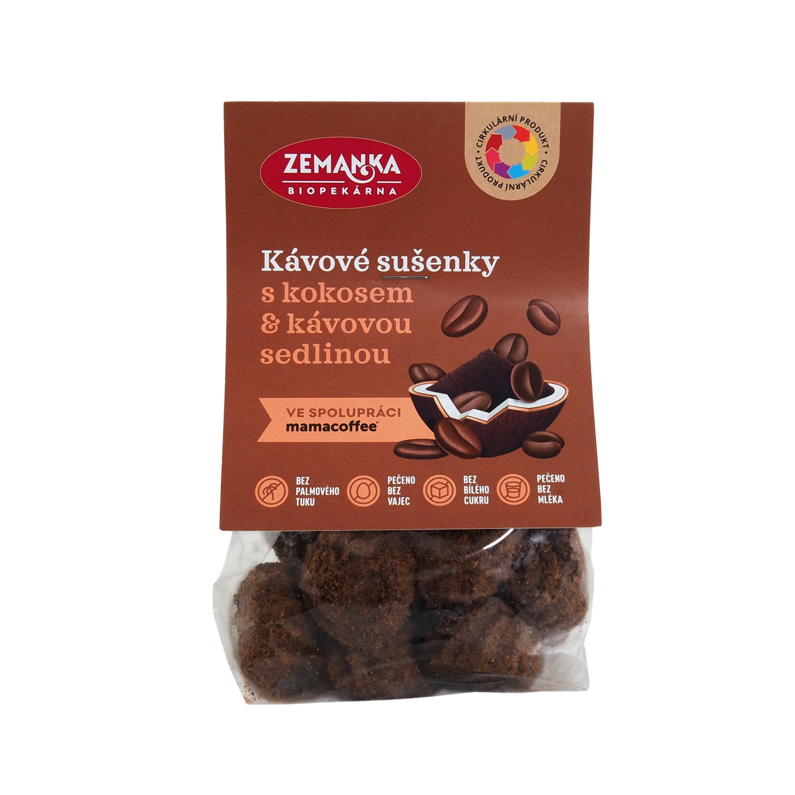 Zemanka Sušenky kávové s kokosem a kávovou sedlinou (100 g) Biopekárna Zemanka