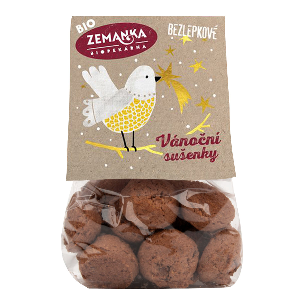 Zemanka Vánoční sušenky s vlašskými ořechy a kořením BIO - bezlepkové (100 g) - vánoční mlsání bez lepku Biopekárna Zemanka