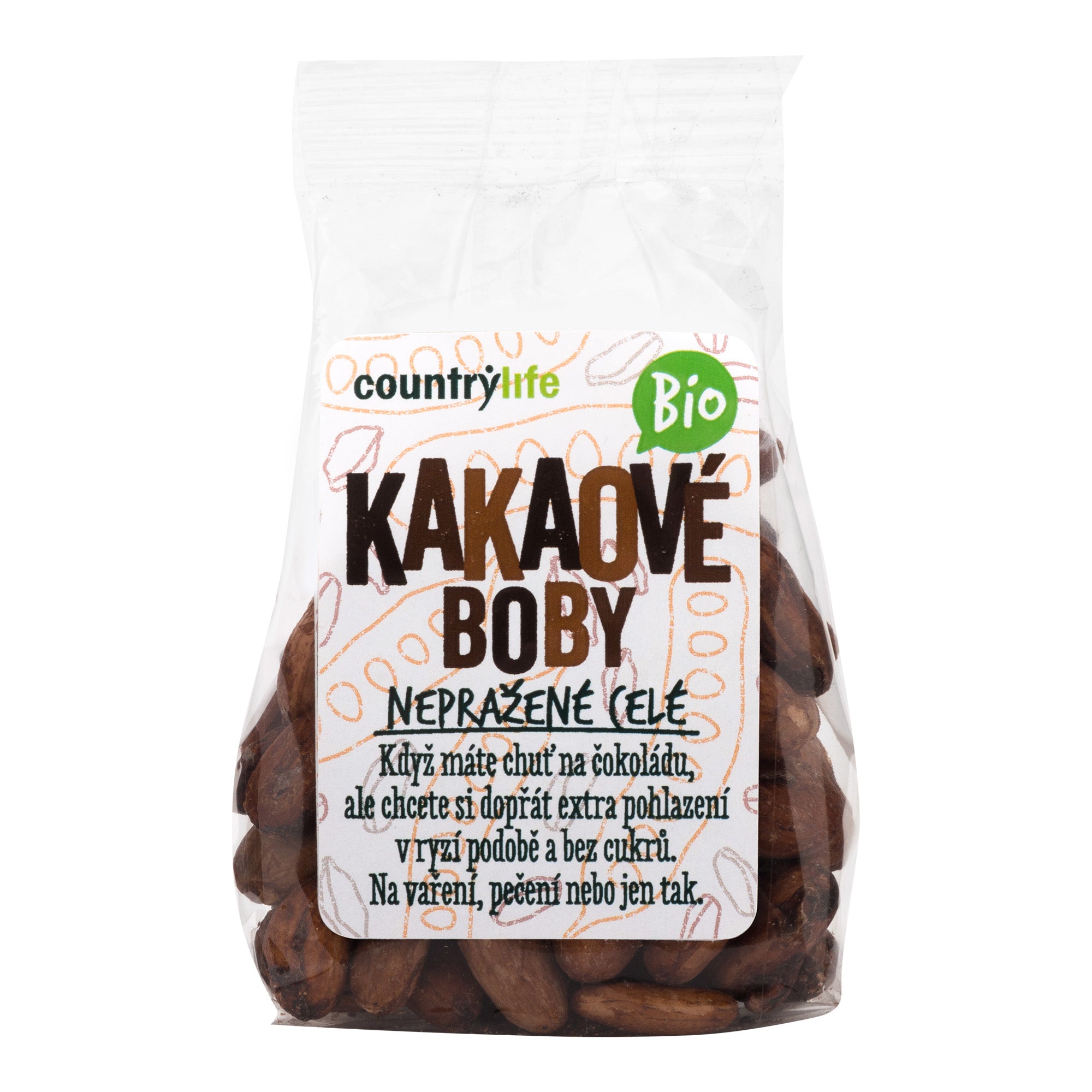 Kakaové boby nepražené celé 100 g BIO   COUNTRY LIFE Country Life