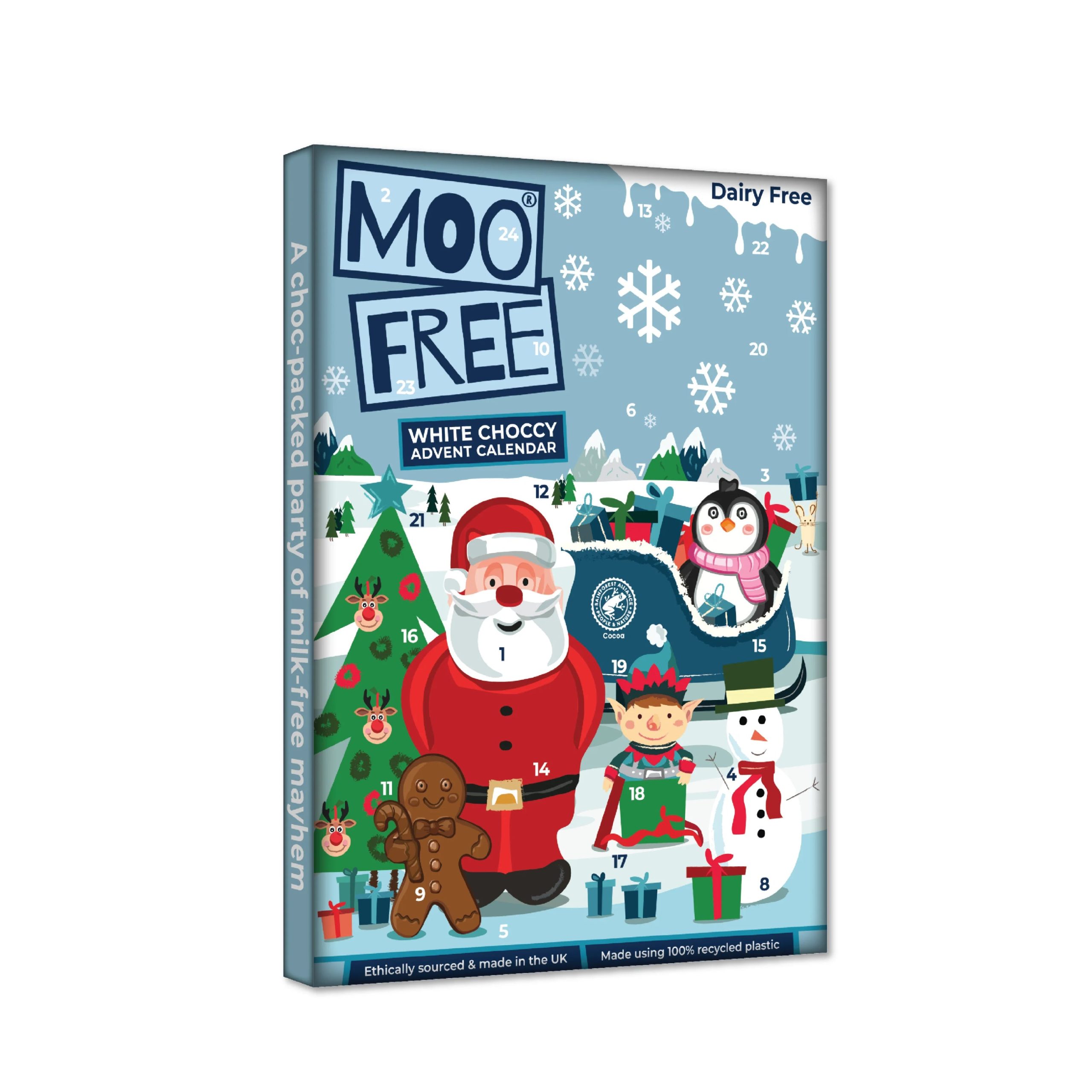 Kalendář adventní kakaový bílý 70 g   MOO FREE Moo Free