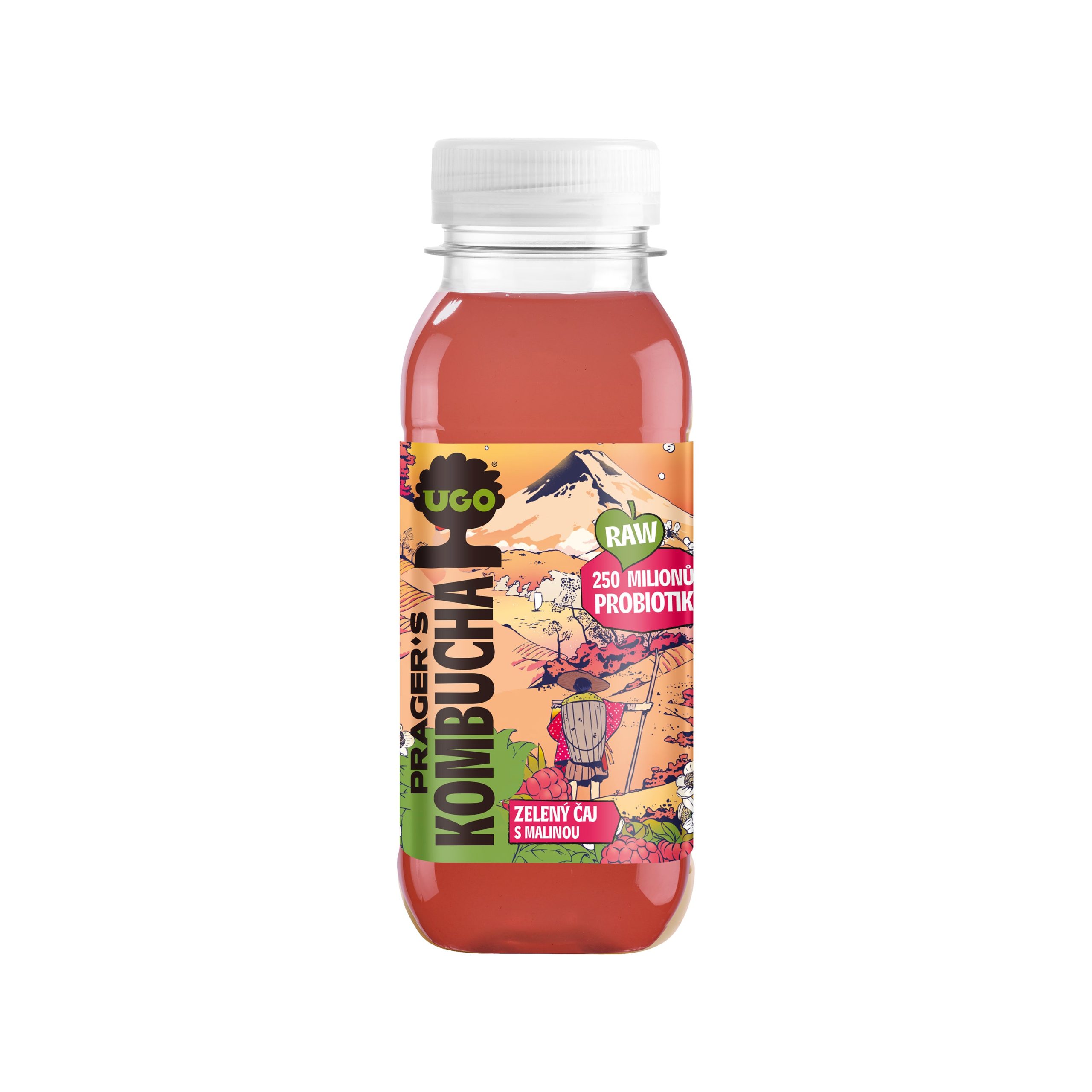 Kombucha zelený čaj s malinou 250 ml   UGO Ugo