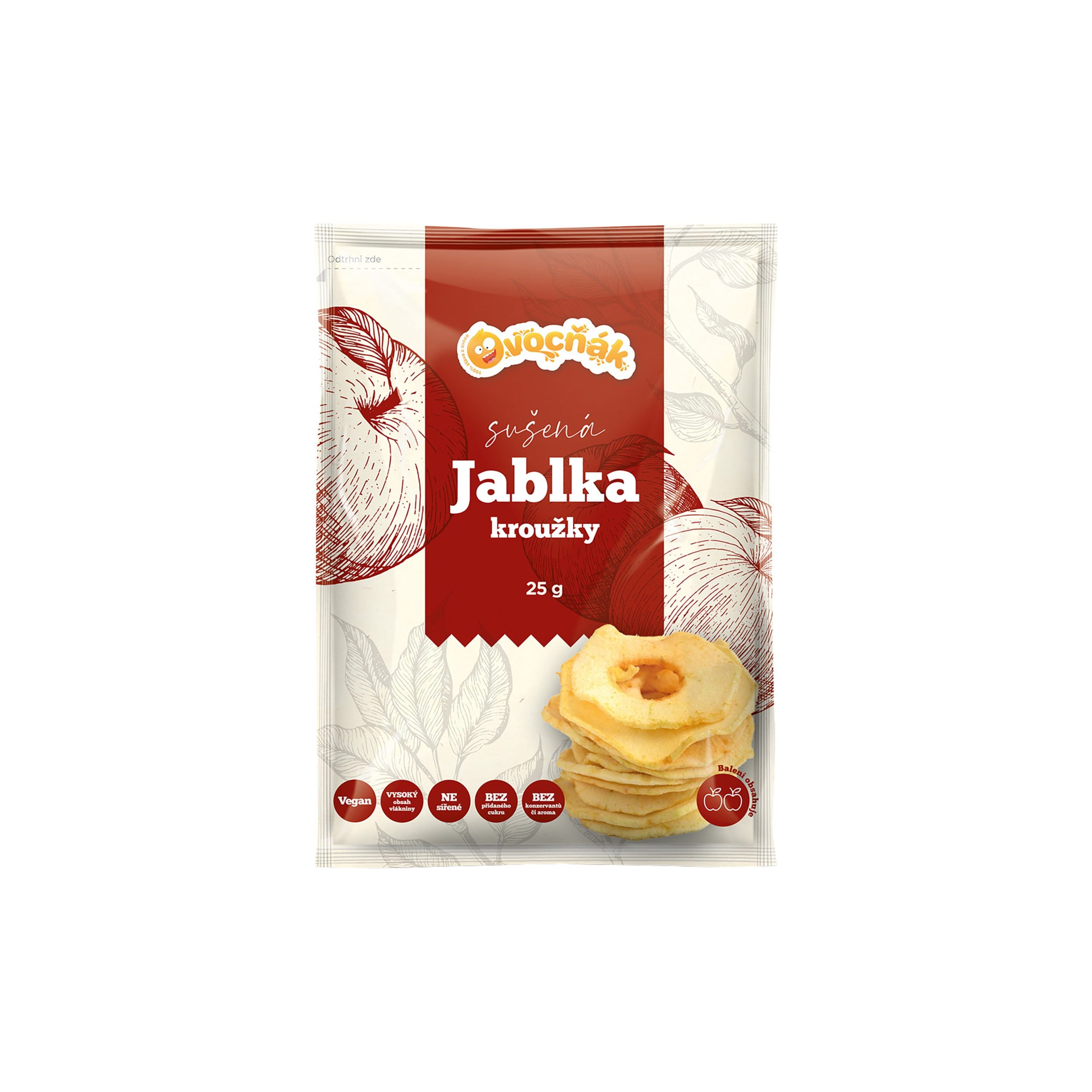 Kroužky sušené jablečné 25 g   OVOCŇÁK Ovocňák