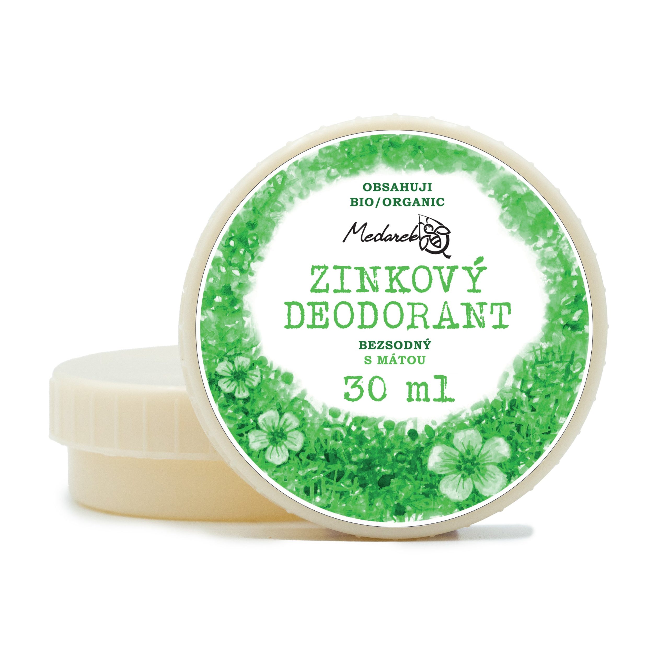 Medarek Krémový deodorant zinkový bez sody - Sladká máta (30 ml) - svěží vůně pro ženy i muže Medarek