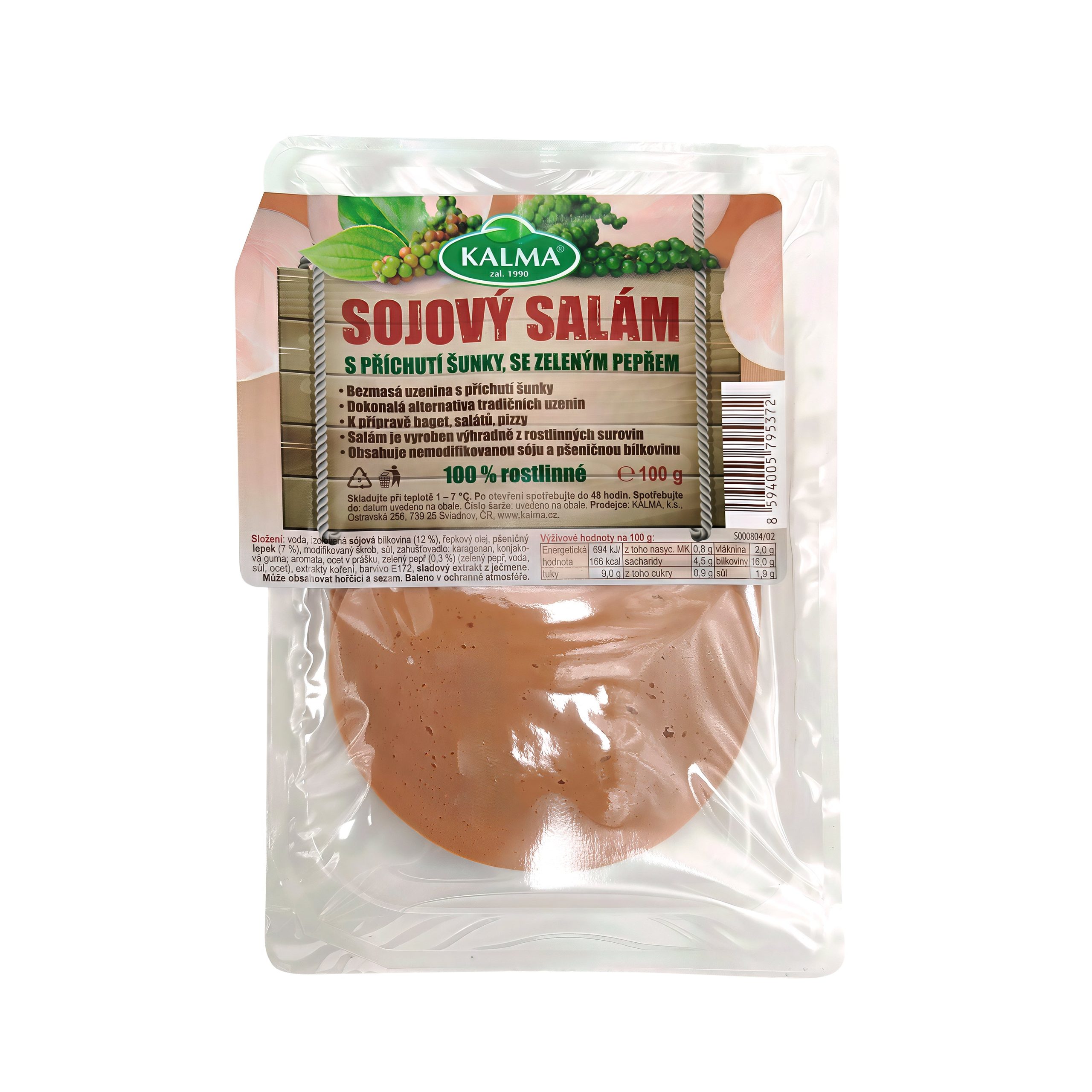 Plátky sójové s příchutí šunka s pepřem 100 g   KALMA Kalma