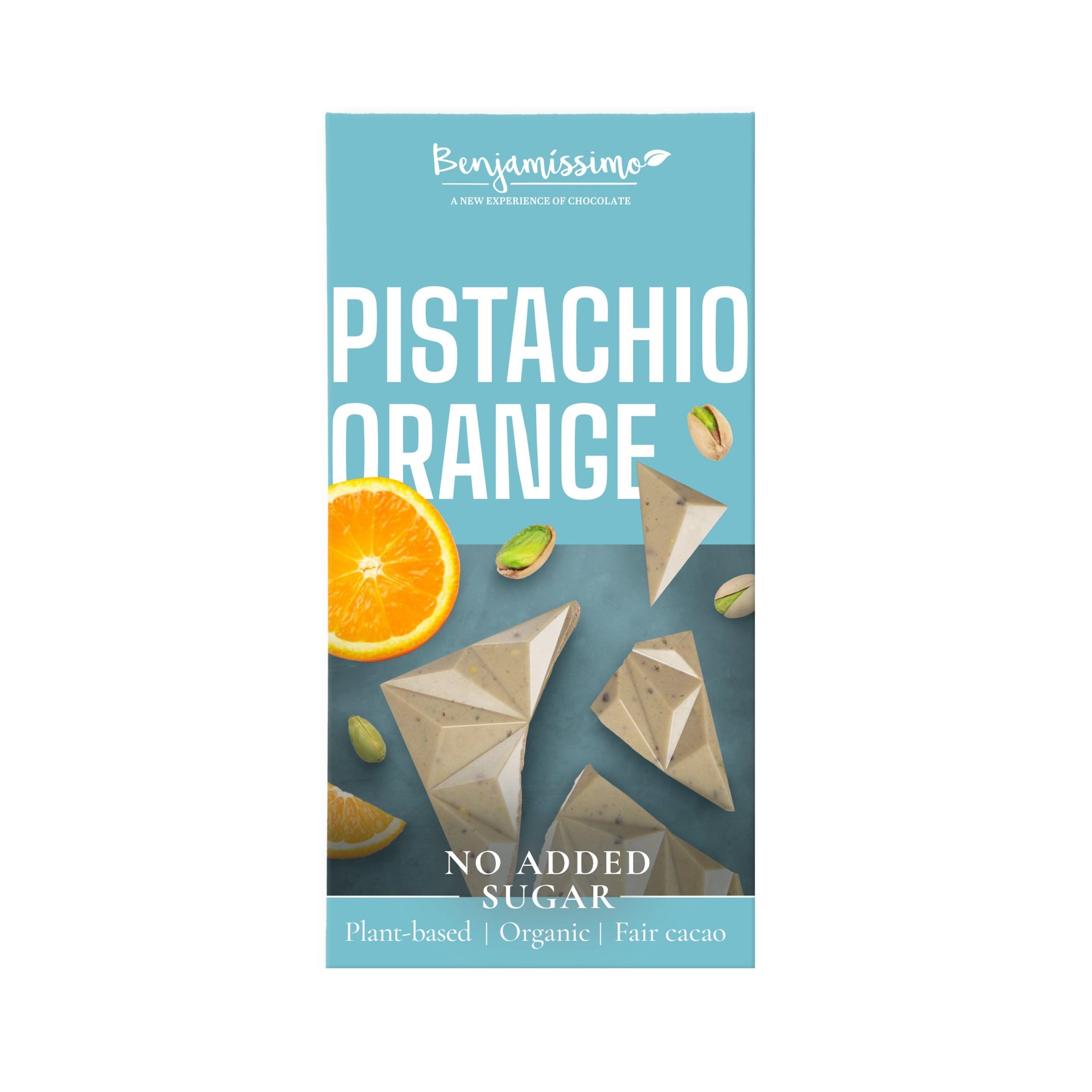 Tabulka kakaová bílá pistácie pomeranč bez přidaného cukru 60 g BIO   BENJAMÍSSIMO Benjamíssimo