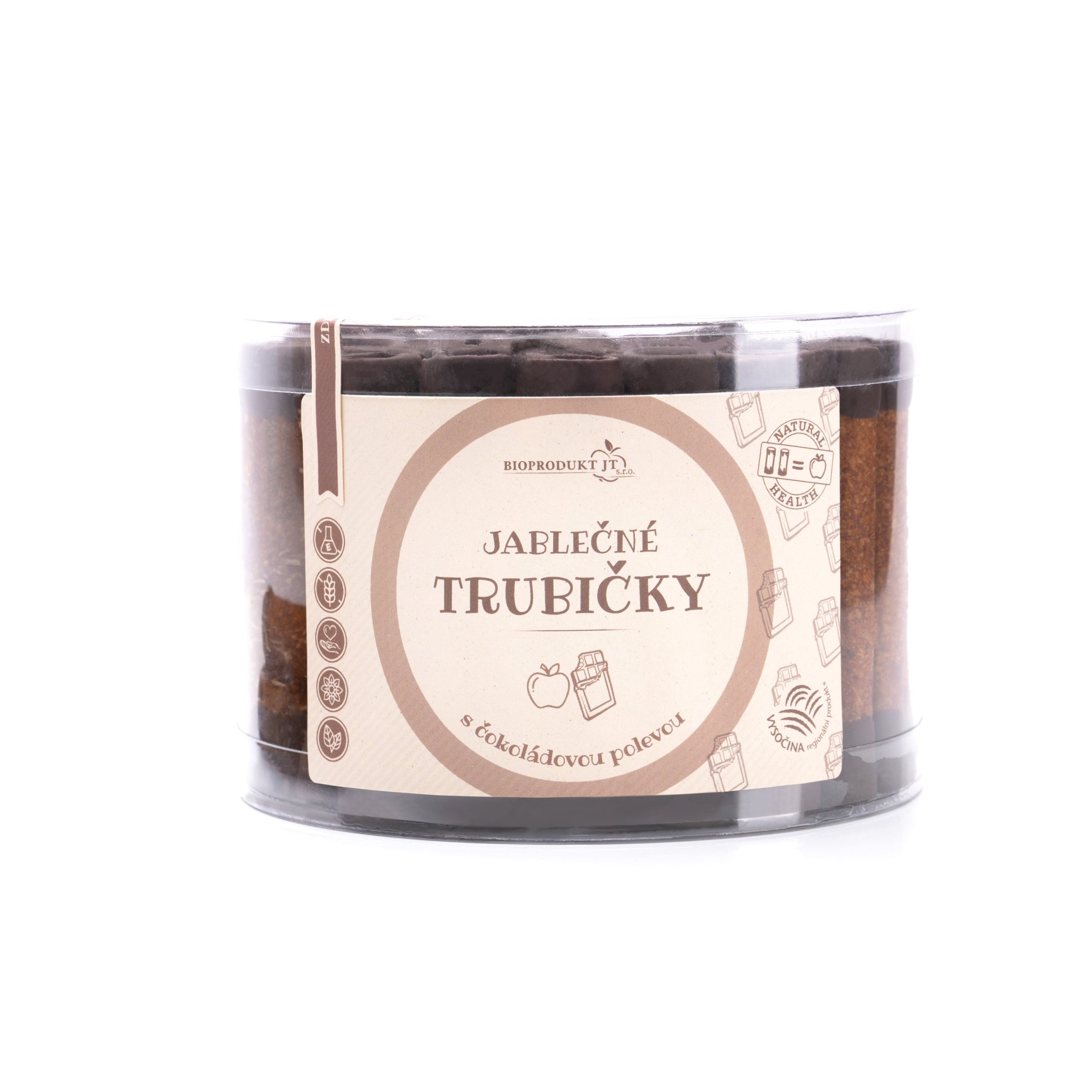 Trubičky jablečné s čokoládou dóza 540 g   BIOPRODUKT JT Bioprodukt JT