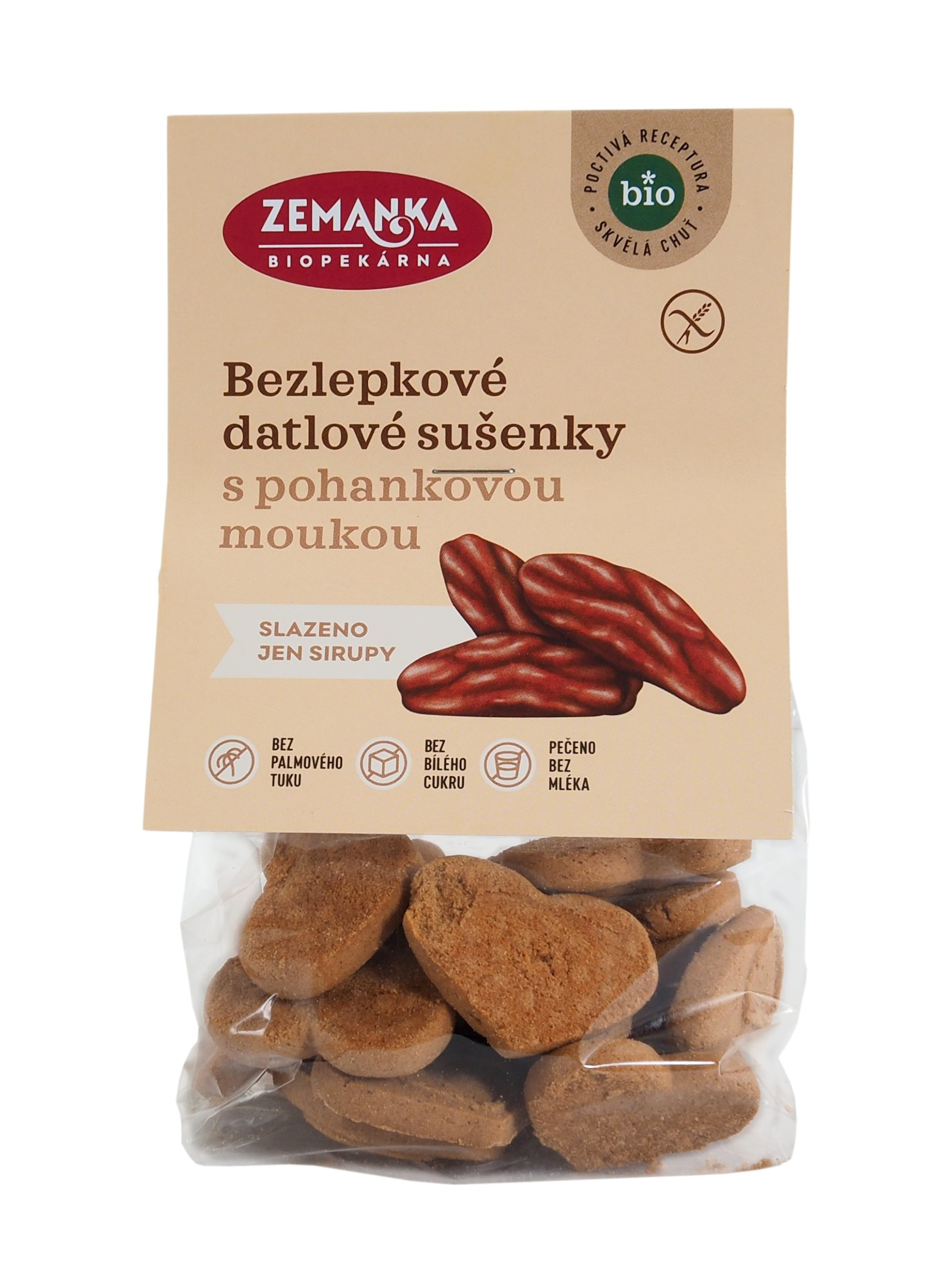 Zemanka Datlové pohankové sušenky BIO - bezlepkové (100 g) - bezlepkové mlsání slazené sirupy Biopekárna Zemanka