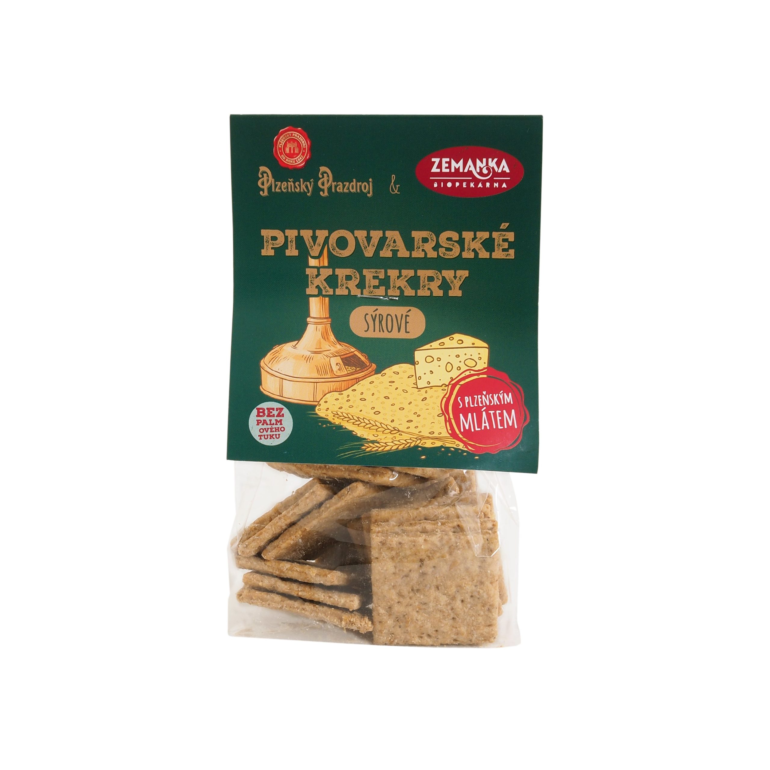 Zemanka Krekry slané s mlátem z Plzeňského Prazdroje a sýrem (100 g) Biopekárna Zemanka