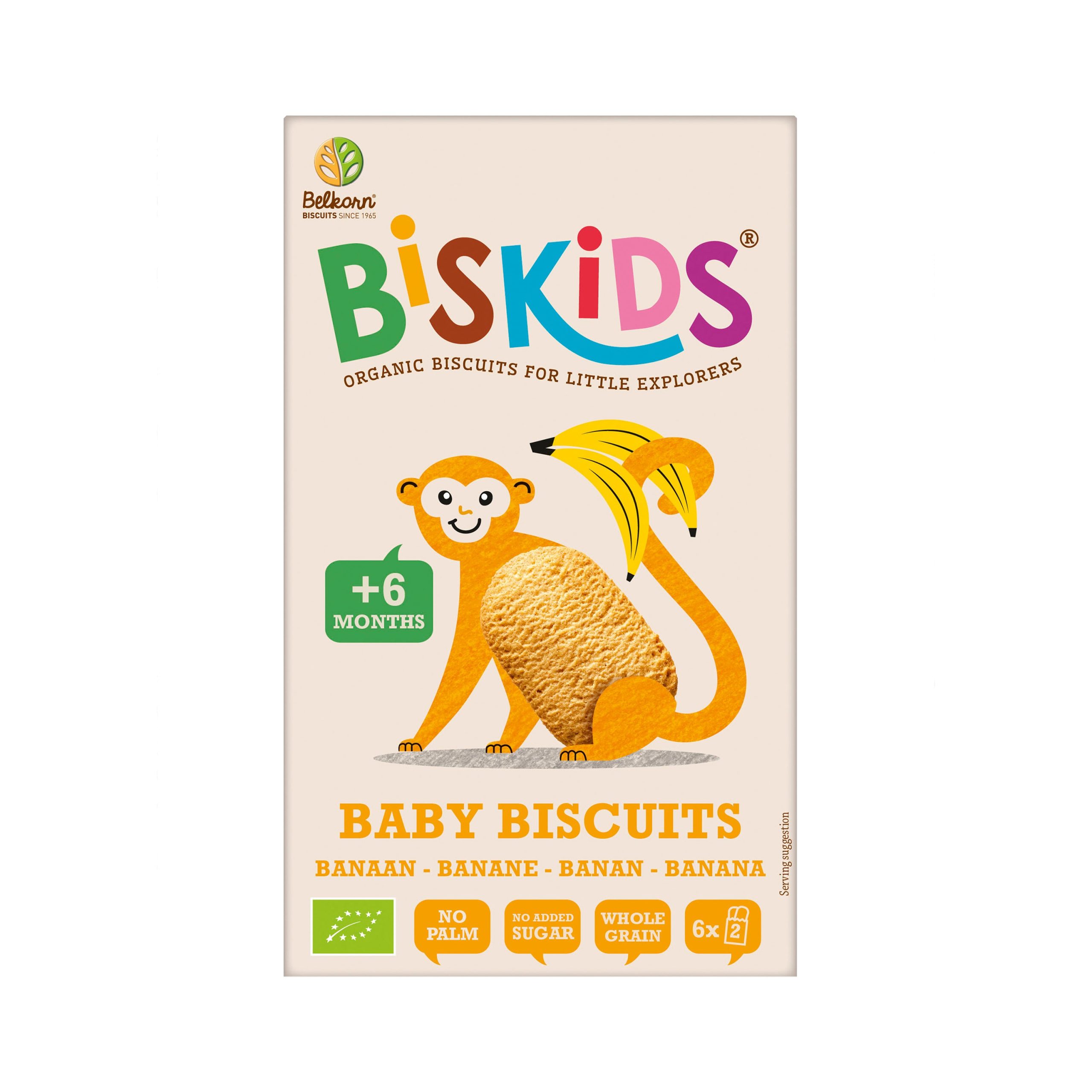 BISkids Sušenky celozrnné s banánem dětské 6M+ BIO (120 g) - bez přidaného cukru BISkids
