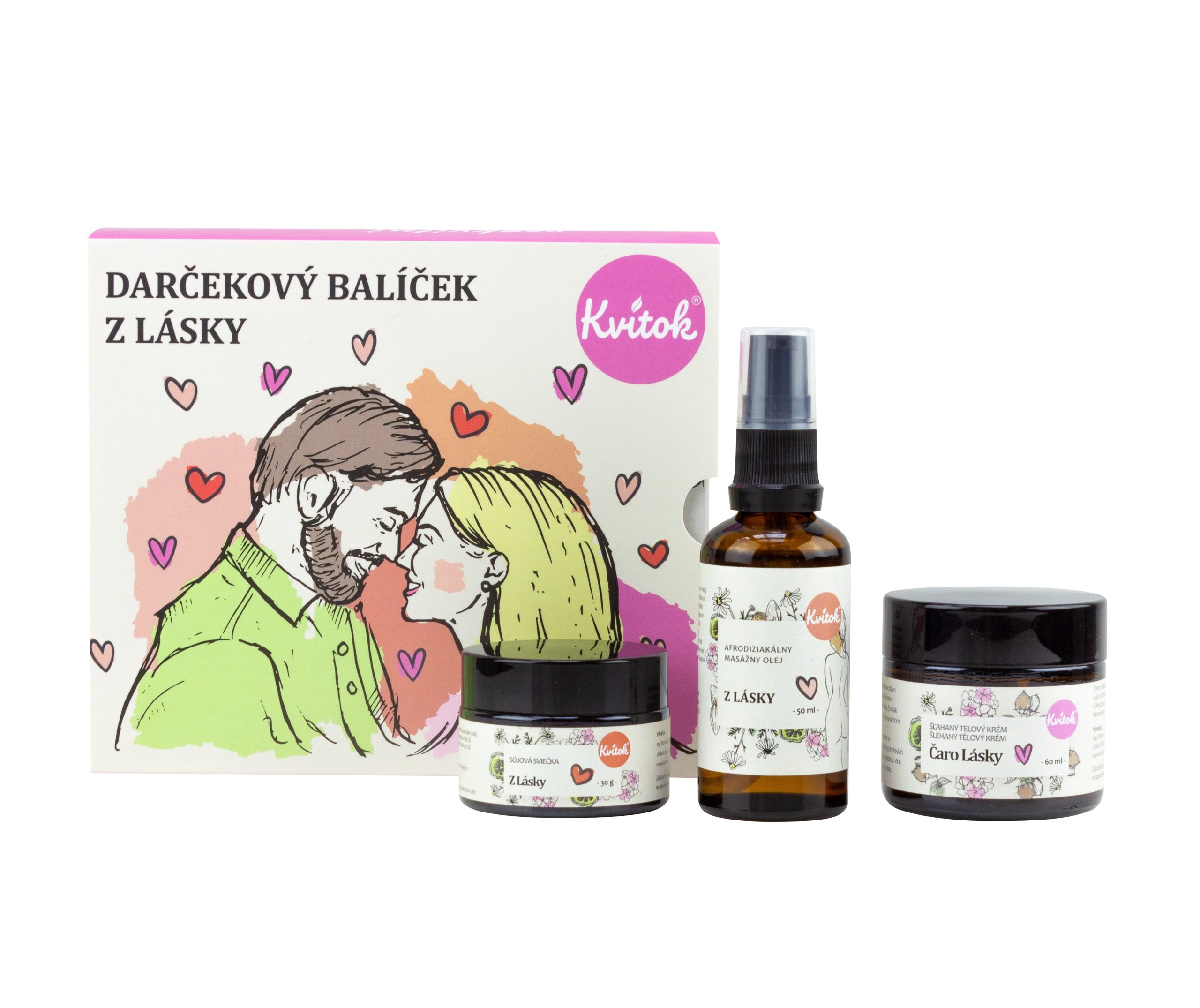 Kvitok Afrodiziakální dárkový balíček Z lásky - sada pro láskyplné okamžiky Kvitok