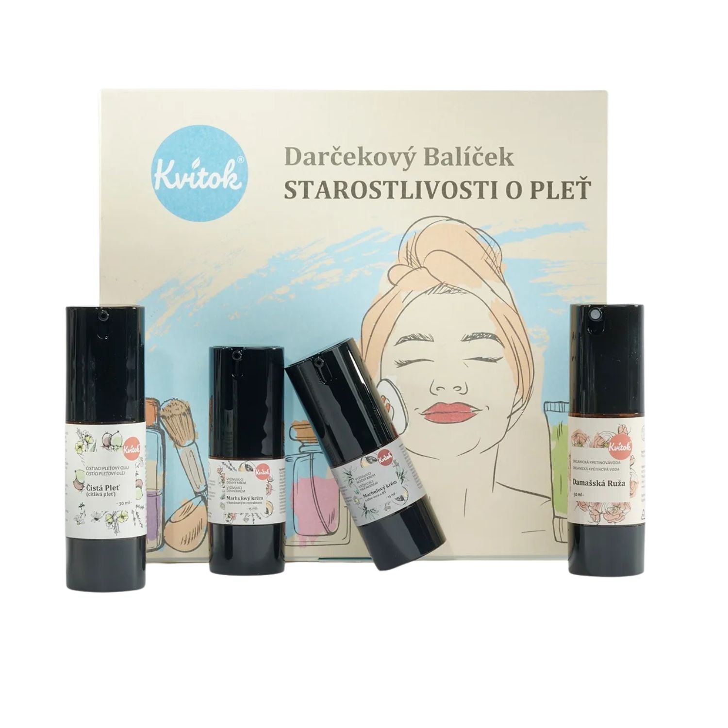 Kvitok Dárkový kosmetický balíček Péče o suchou a citlivou pleť - kompletní péče o pleť Kvitok