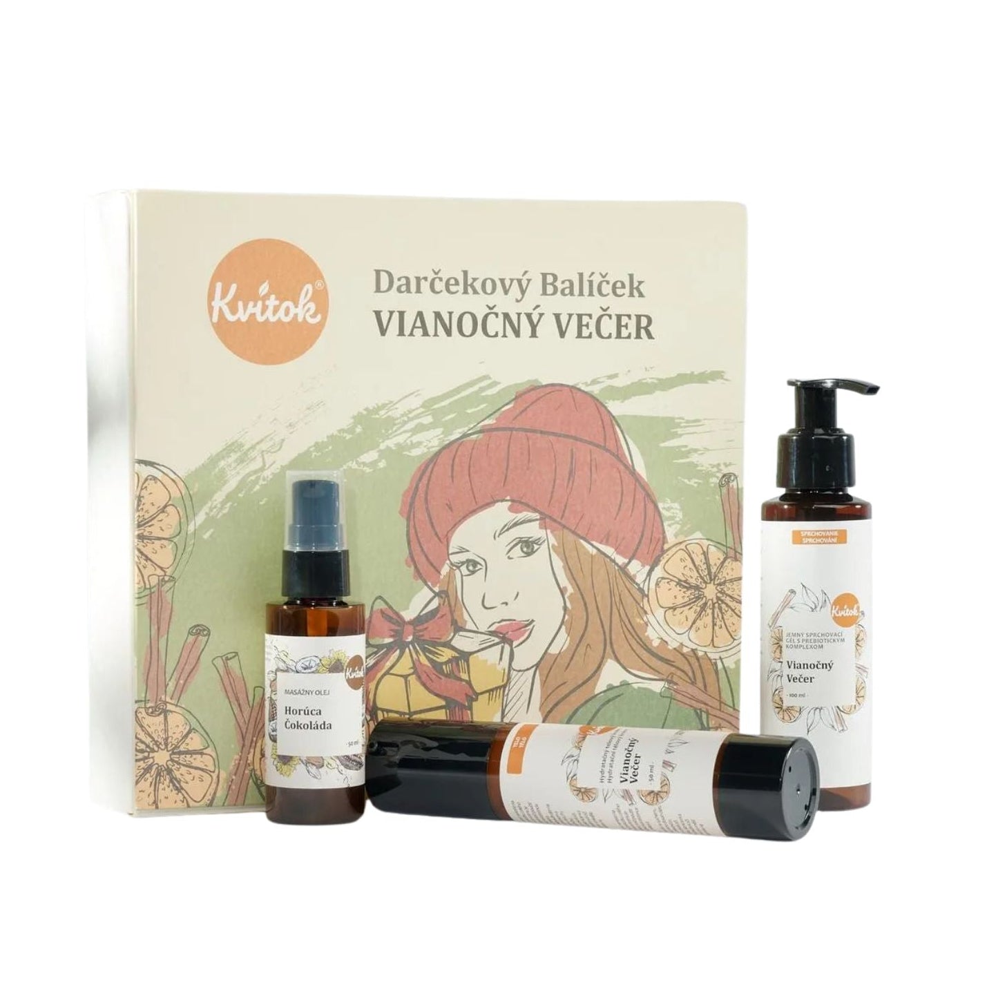 Kvitok Dárkový kosmetický balíček Vánoční večer - sváteční hostina pro pokožku Kvitok