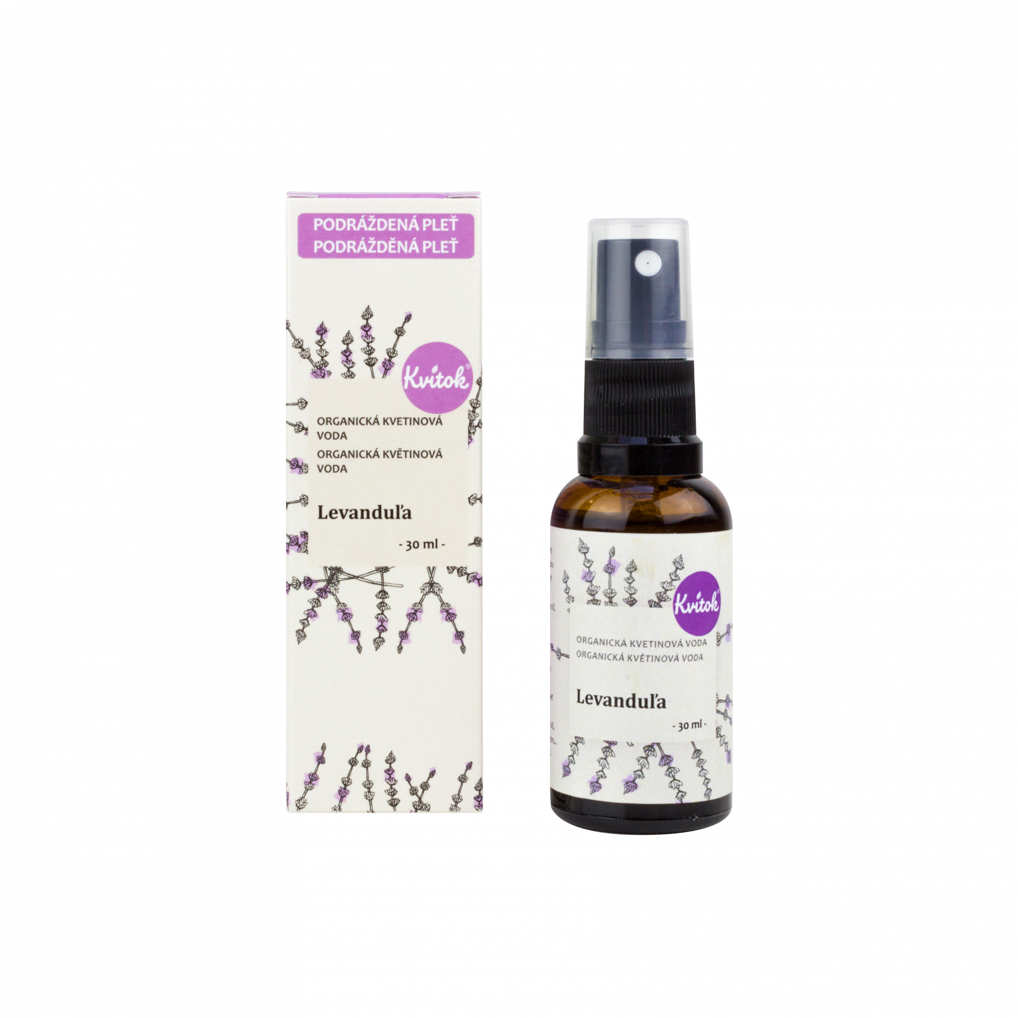 Kvitok Květová voda s rozprašovačem - levandule BIO (30 ml) - harmonizuje a zklidní Kvitok