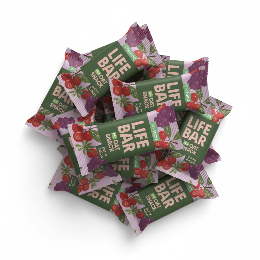 Lifefood Zvýhodněná sada 13 + 2 tyčinky zdarma - Lifebar Oat Snack Berry Fusion BIO (15 x 40 g) - nutričně bohaté svačinky Lifefood