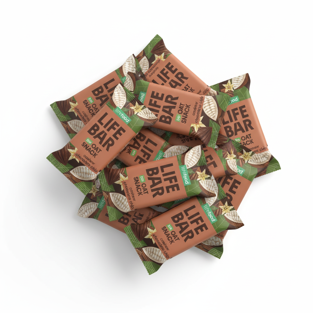 Lifefood Zvýhodněná sada 13 + 2 tyčinky zdarma - Lifebar Oat Snack Chocolate Chip BIO (15 x 40 g) - nutričně bohaté svačinky Lifefood