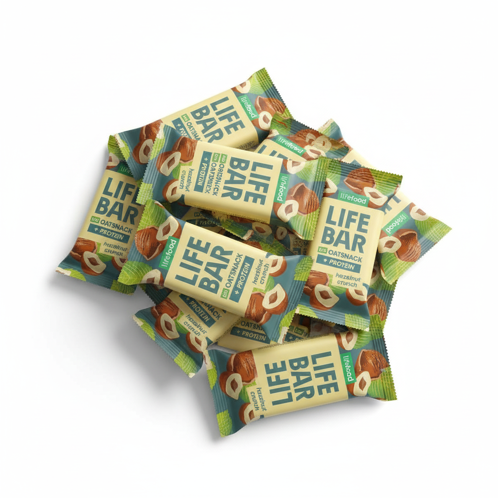 Lifefood Zvýhodněná sada 13 + 2 tyčinky zdarma - Lifebar Oat Snack Protein Hazelnut Crunch BIO (15 x 40 g) - nutričně bohaté svačinky Lifefood