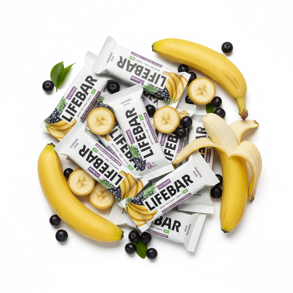 Lifefood Zvýhodněná sada 13 + 2 tyčinky zdarma - Lifebar banánová s acai RAW BIO (15 x 40 g) - nutričně bohaté svačinky Lifefood