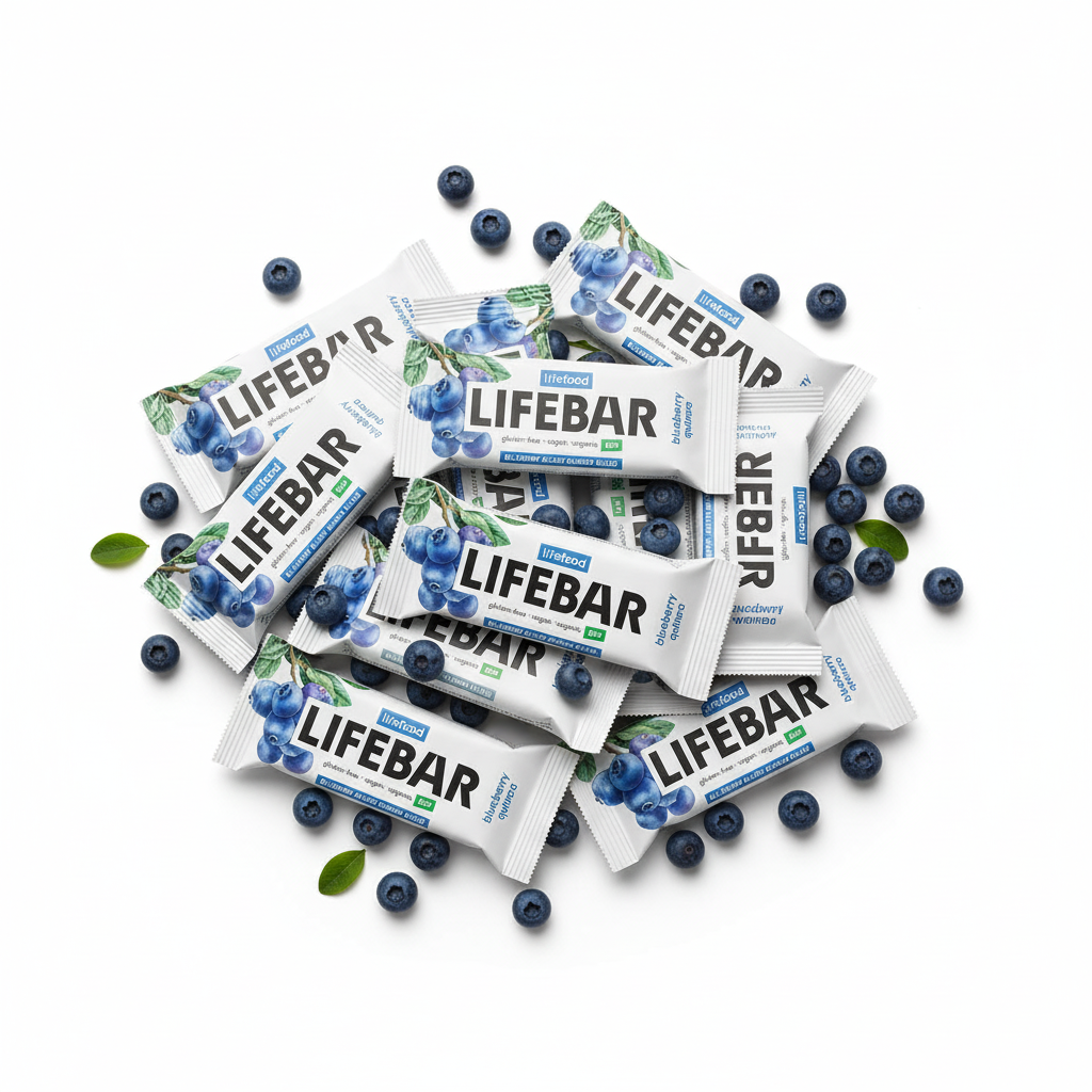 Lifefood Zvýhodněná sada 13 + 2 tyčinky zdarma - Lifebar borůvková s quinoou RAW BIO (15 x 40 g) - nutričně bohaté svačinky Lifefood