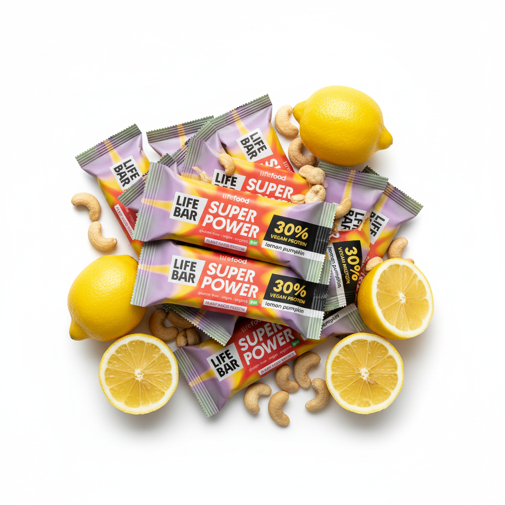 Lifefood Zvýhodněná sada 13 + 2 tyčinky zdarma - Lifebar citronová Super Power BIO (15 x 40 g) - s vysokým obsahem proteinu Lifefood
