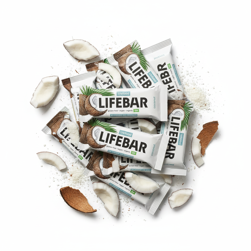 Lifefood Zvýhodněná sada 13 + 2 tyčinky zdarma - Lifebar kokosová RAW BIO (15 x 40 g) - nutričně bohaté svačinky Lifefood