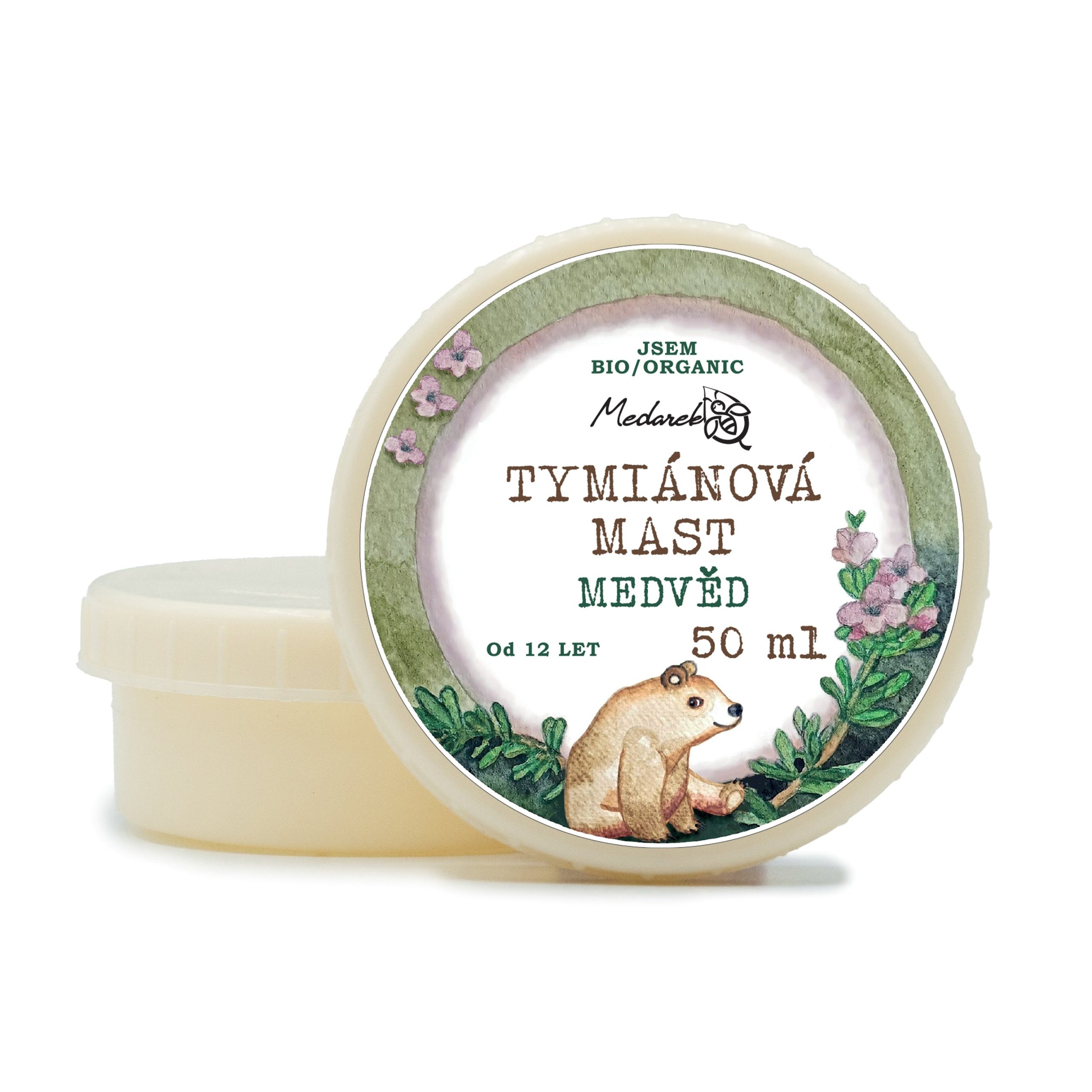 Medarek Tymiánová mast pro děti od 12 let a dospělé - Medvěd (50 ml) - voňavý pomocník při nachlazení Medarek
