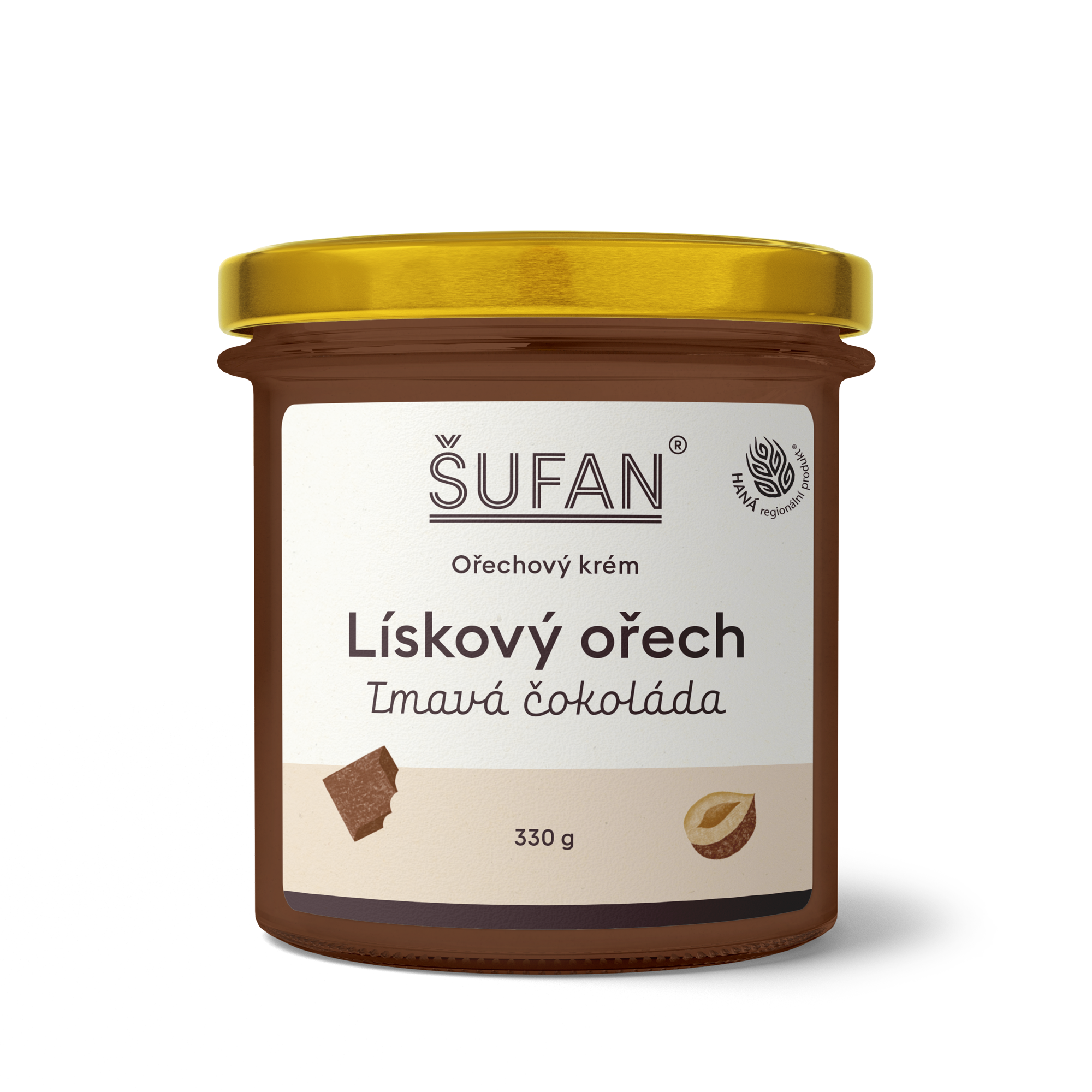 Šufan Lískooříškové máslo s tmavou čokoládou - 330 g - bez konzervantů a palmového oleje Šufan