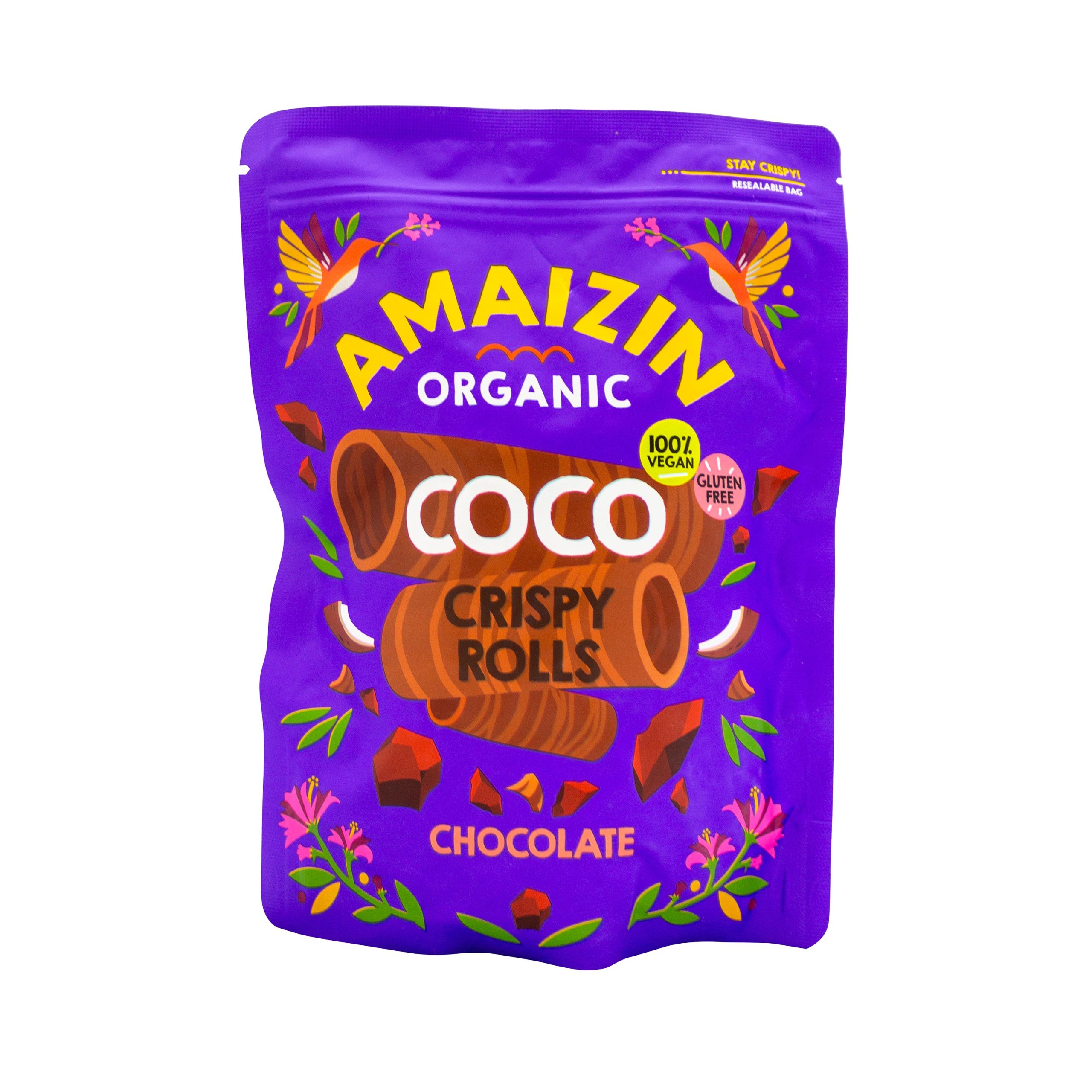 Trubičky kokosové s čokoládou 140 g BIO   AMAIZIN Amaizin