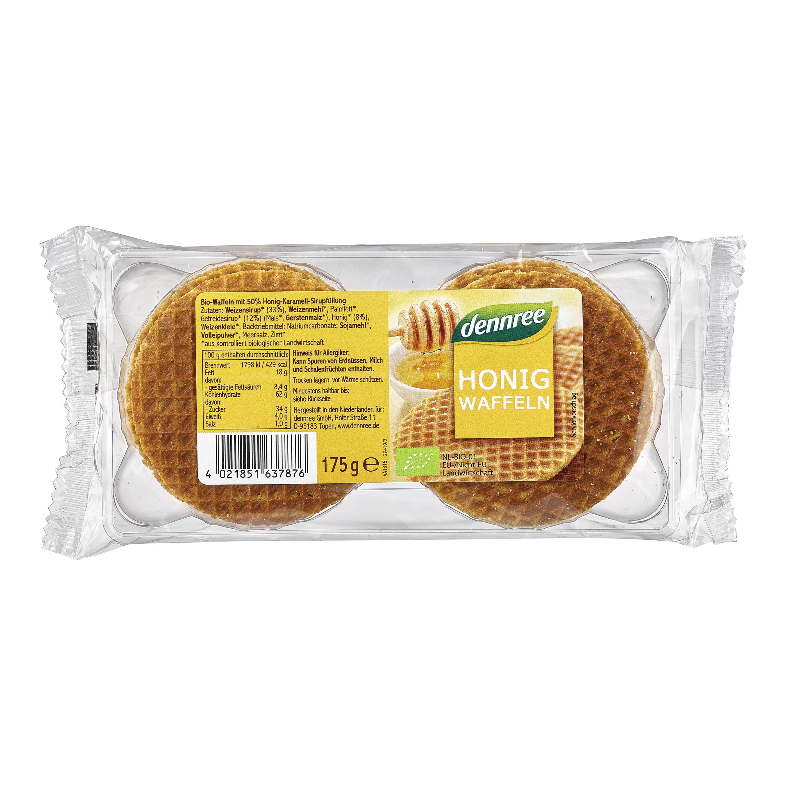 Vafle medové 175 g BIO   DENNREE Dennree