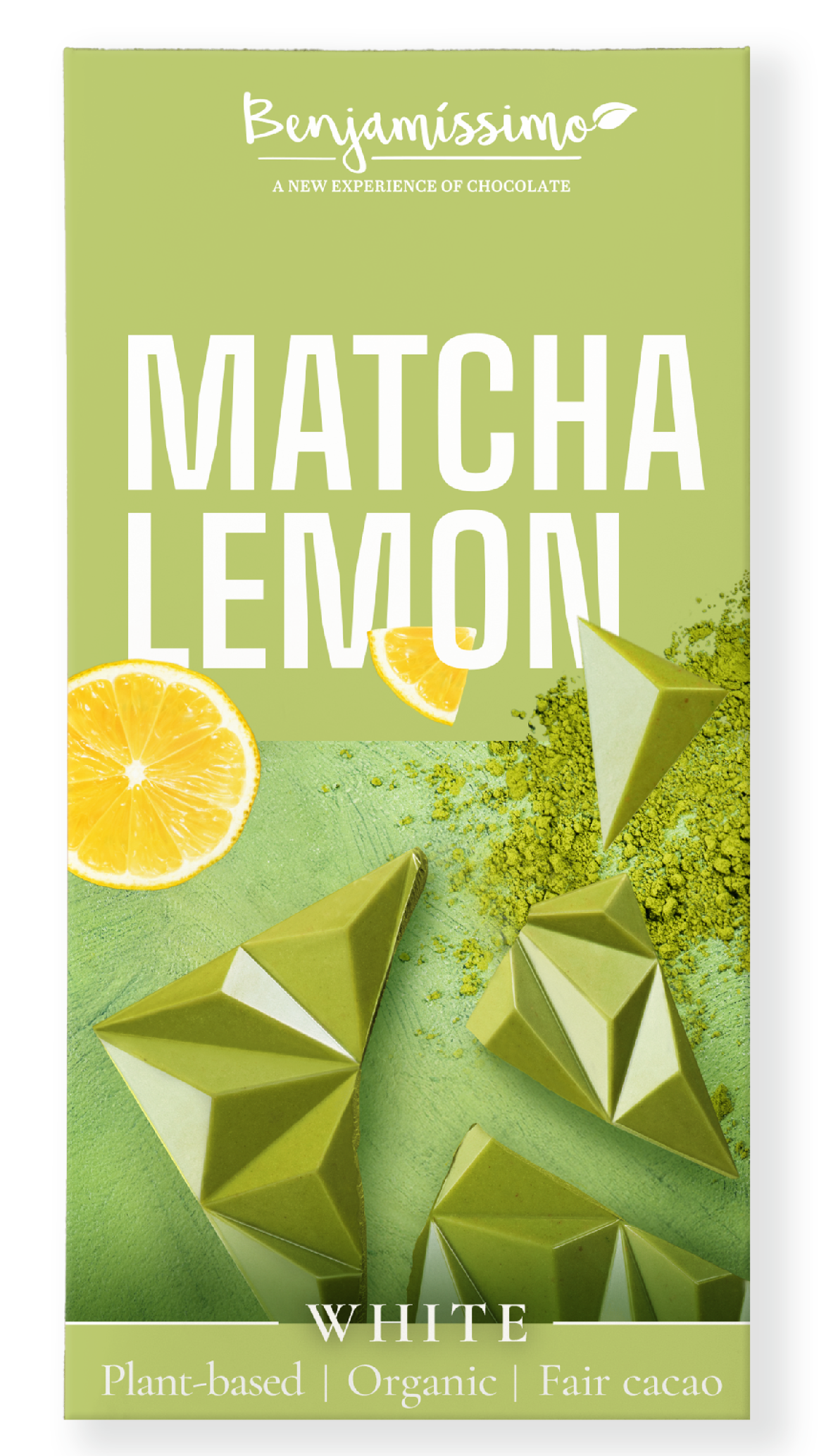 Benjamíssimo Čokoláda matcha & citron BIO (70 g) - alternativa bílé čokolády Benjamíssimo