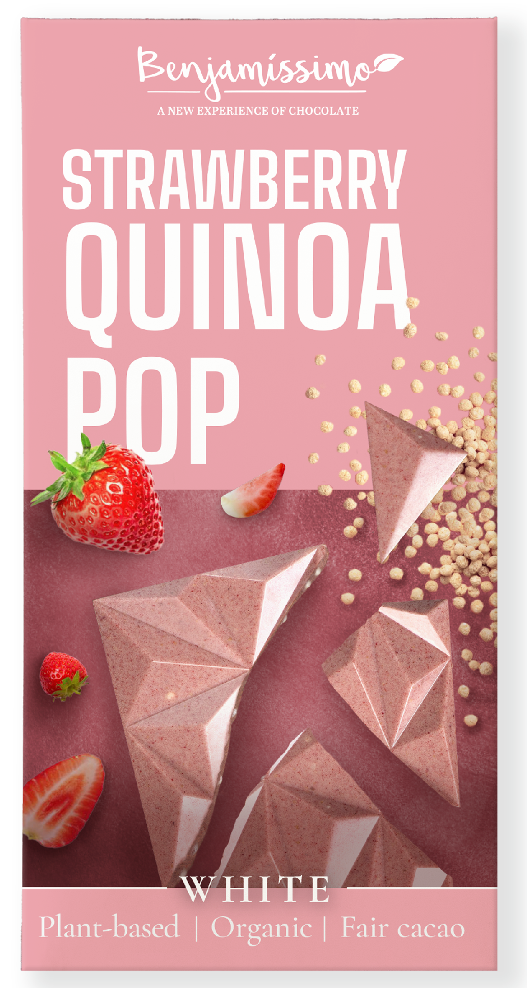 Benjamíssimo Čokoláda s jahodou a quinoou BIO (60 g) - nevšední kombinace chutí Benjamíssimo