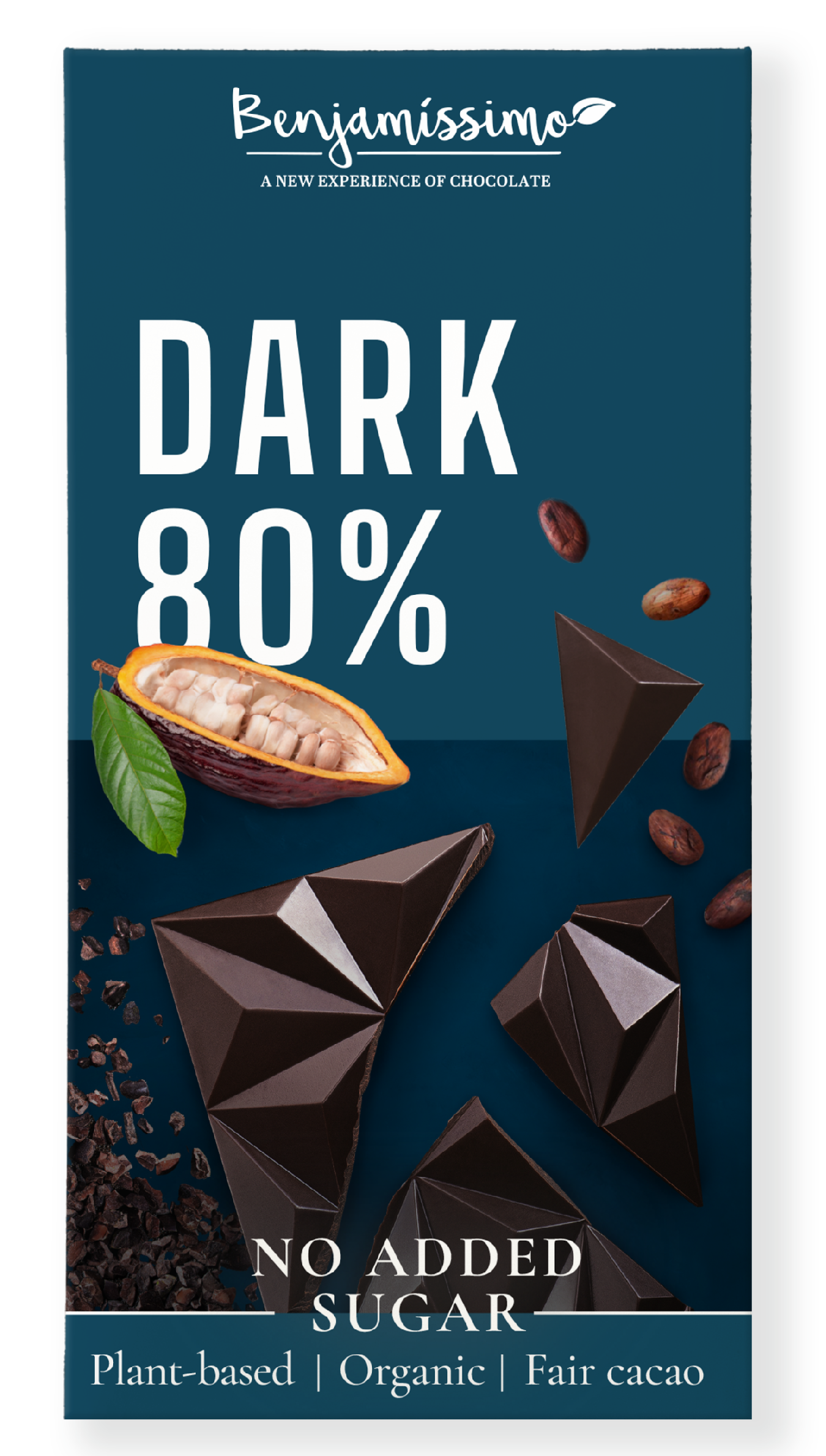 Benjamíssimo Tmavá čokoláda bez přidaného cukru 80% BIO (60 g) - slazená erythritolem Benjamíssimo