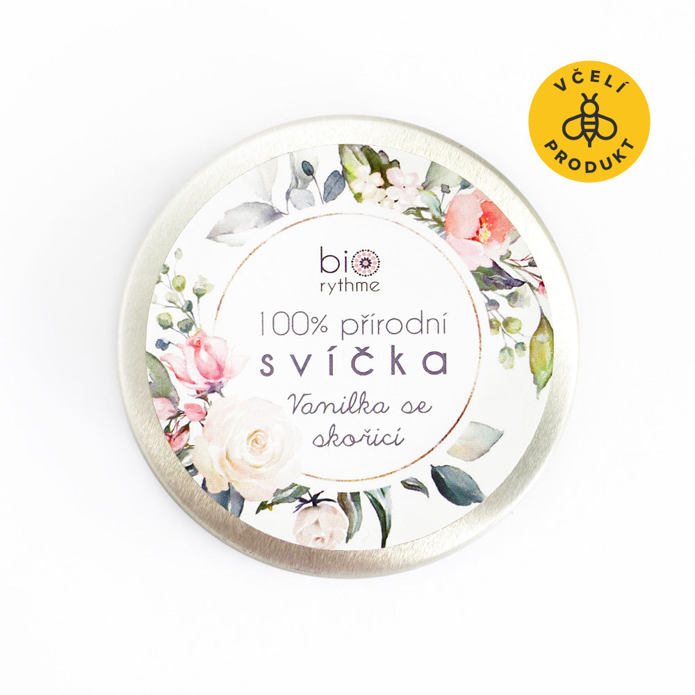 Biorythme Extravagantně přírodní svíčka - Vanilka se skořicí (70 g) - vůně vanilky