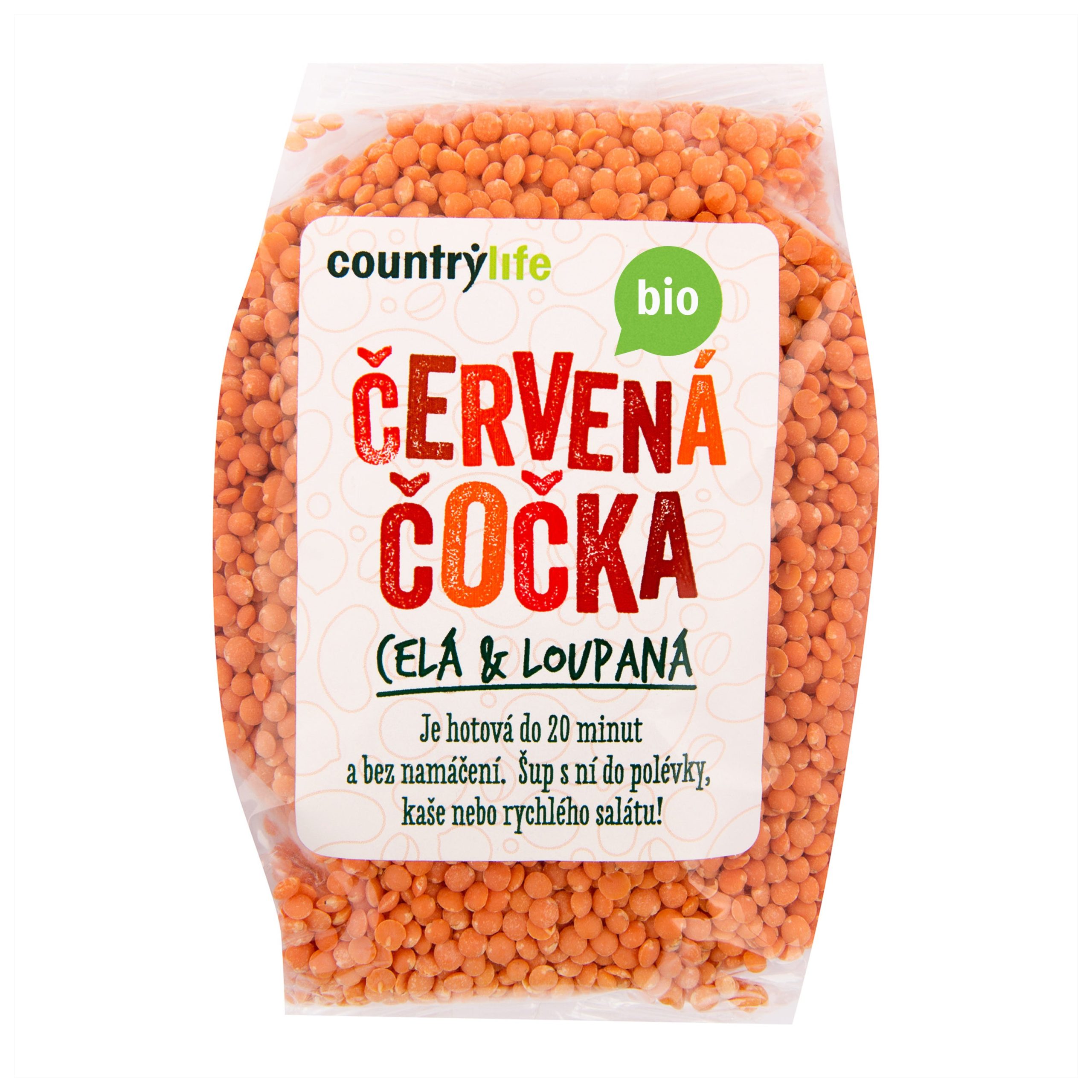 Čočka červená celá loupaná 500 g BIO  COUNTRY LIFE Country Life