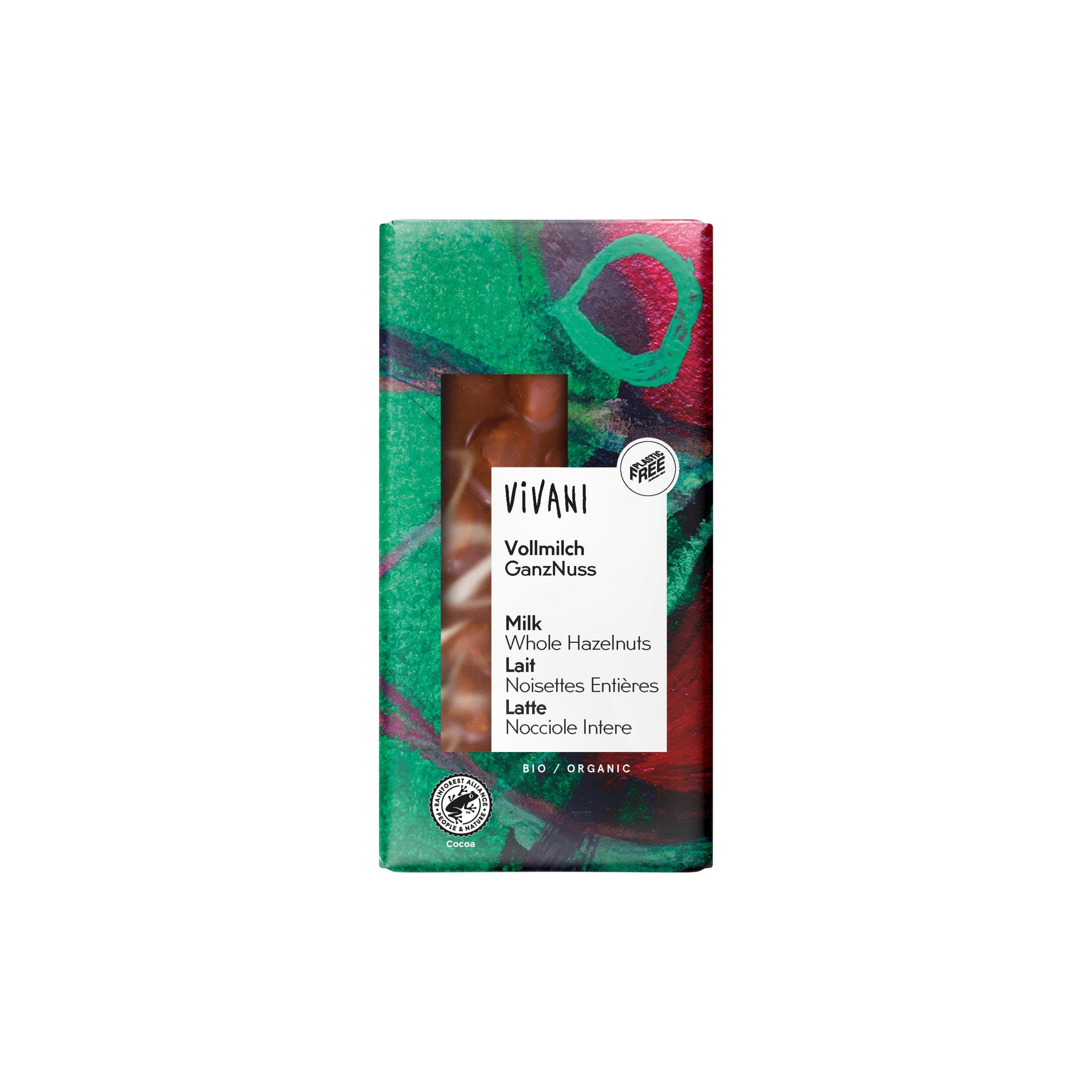 Čokoláda mléčná s lískovými oříšky 100 g BIO   VIVANI Vivani