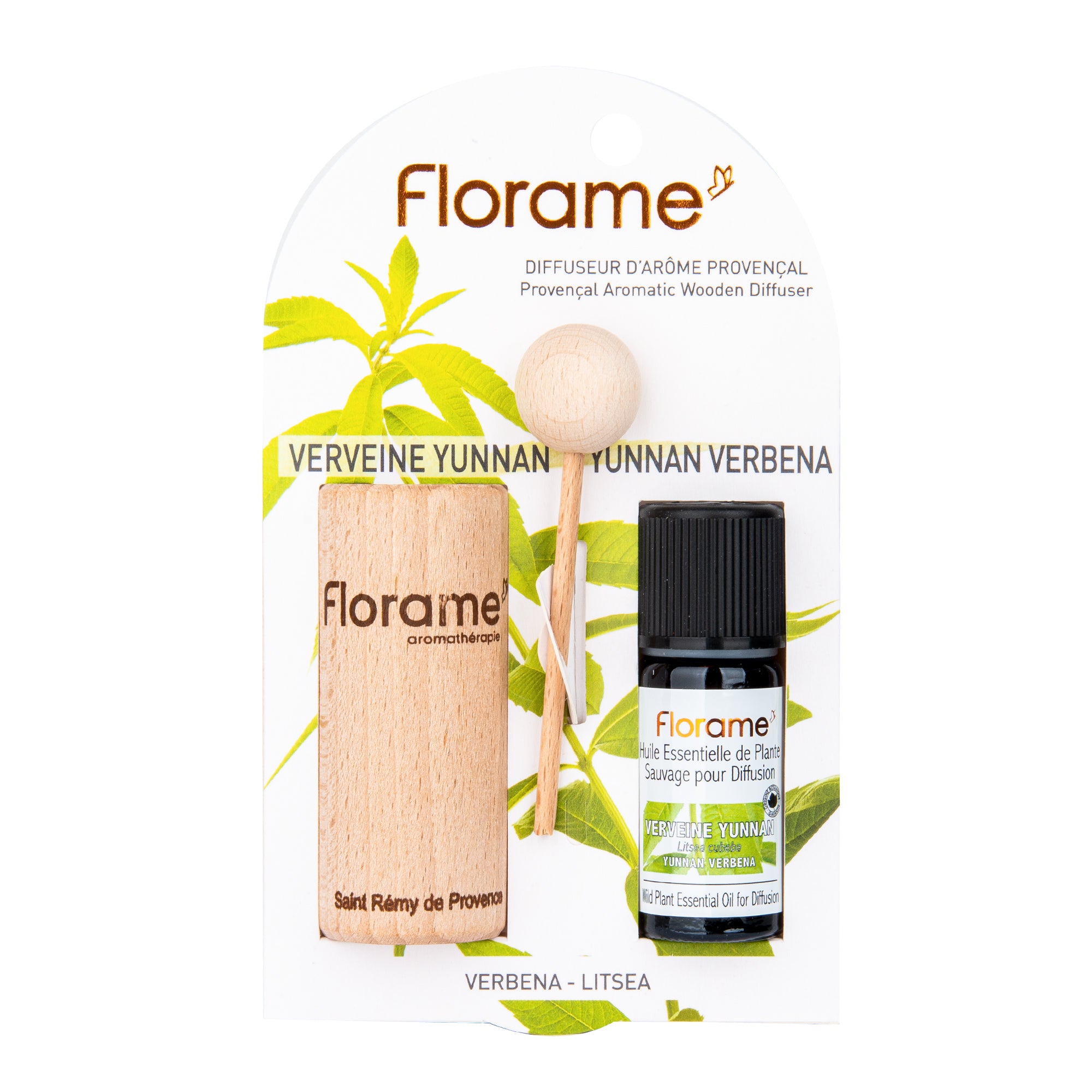 Difuzér provensálský dřevěný + éterický olej Verbena 10 ml BIO   FLORAME Florame